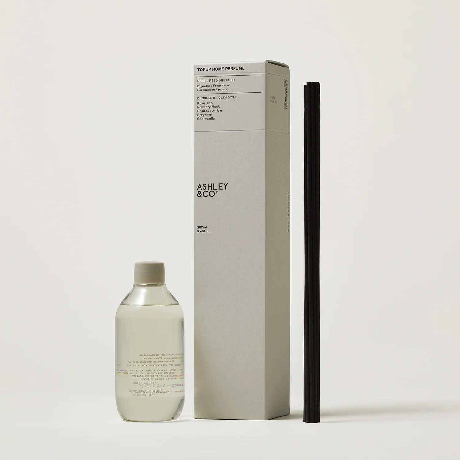 ashley + co | home perfume scent diffuser topup | bubbles + polkadots