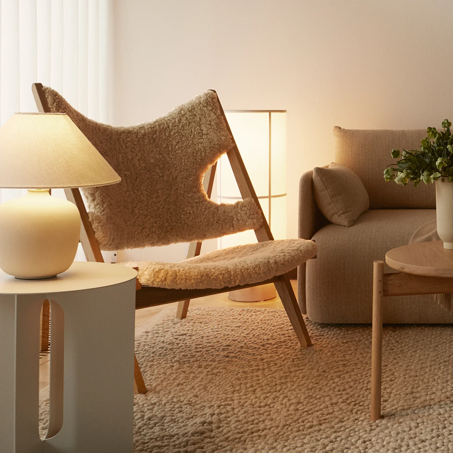 audo copenhagen (menu) | knitting lounge chair | sheepskin nature + natural oak base - Image 11