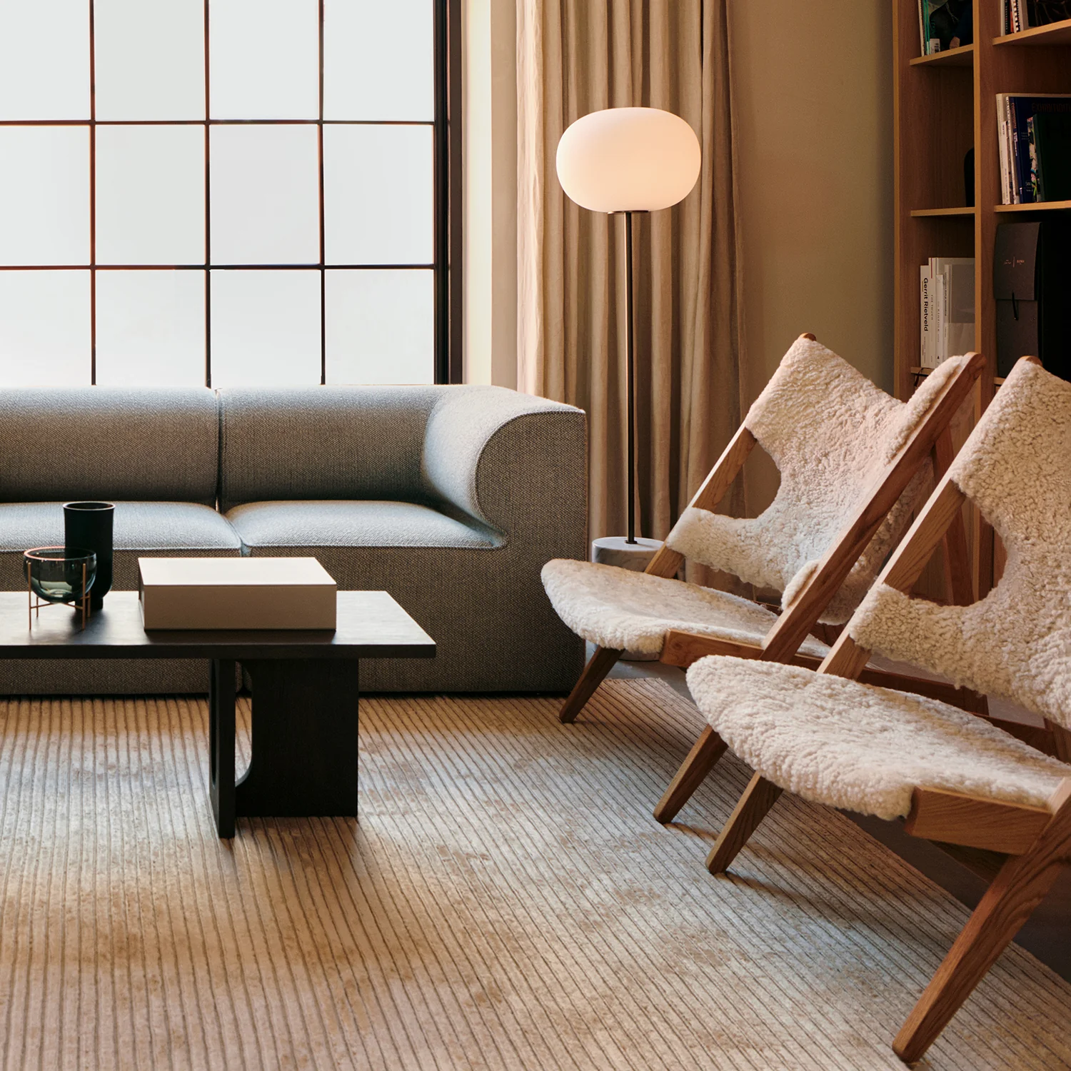 audo copenhagen (menu) | knitting lounge chair | sheepskin nature + natural oak base - Image 13