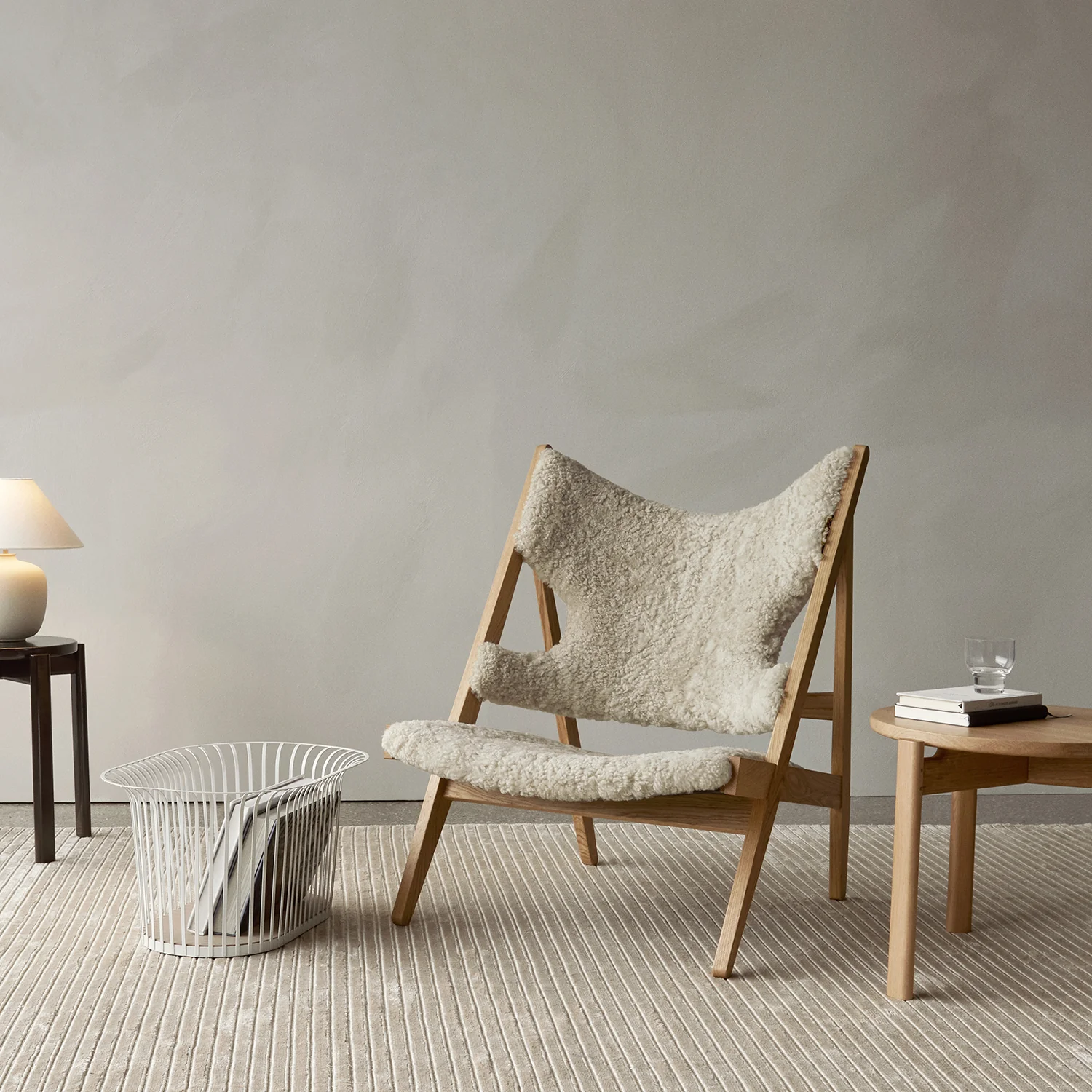 audo copenhagen (menu) | knitting lounge chair | sheepskin nature + natural oak base - Image 8