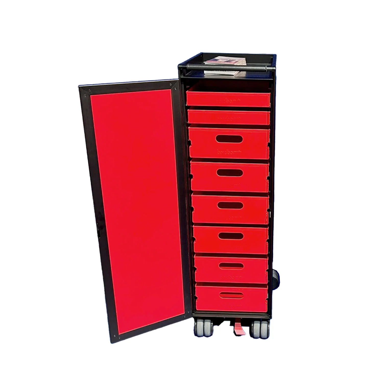 bordbar | voyager trolley | neon black + red drawers - Image 4
