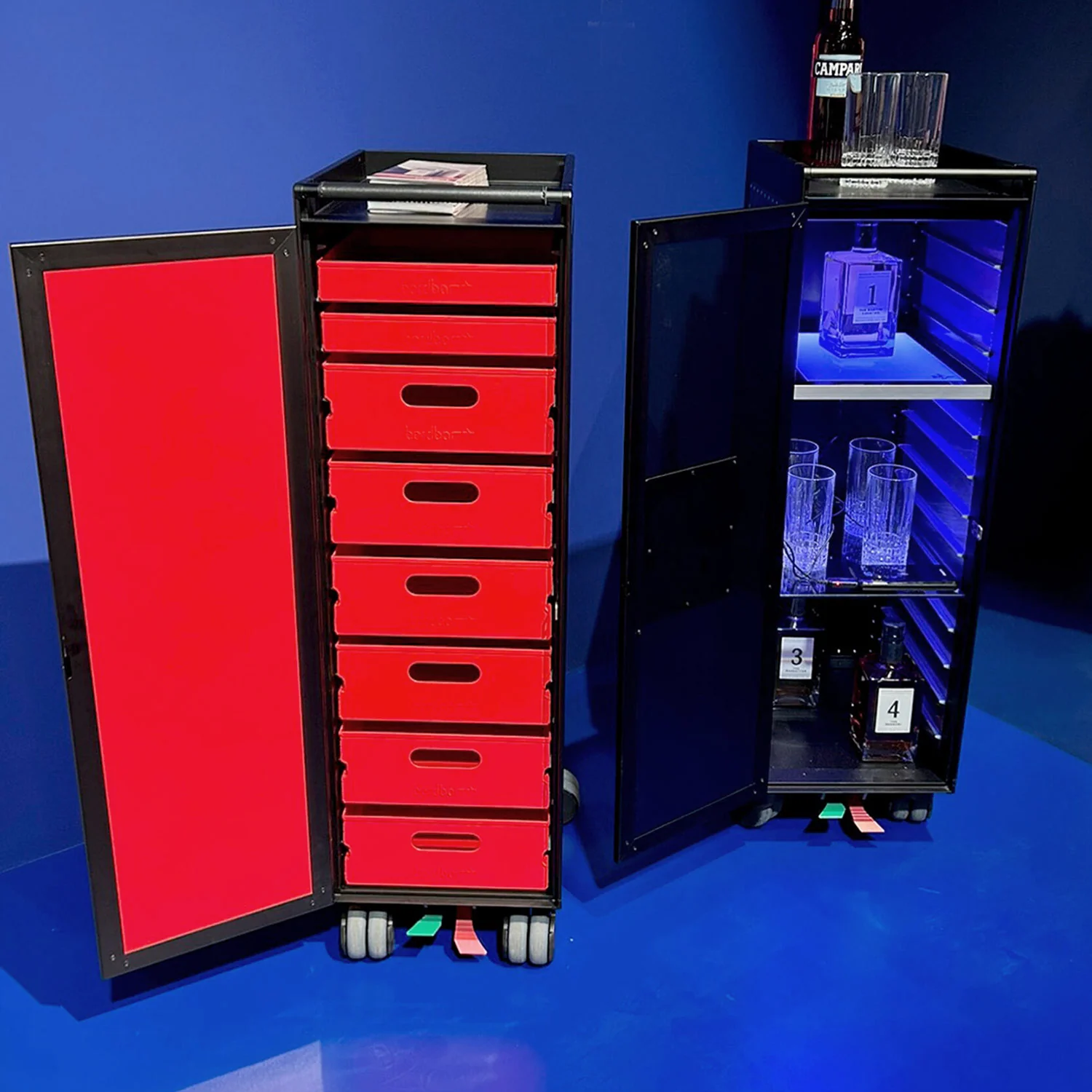 bordbar | voyager trolley | neon black + red drawers - Image 7