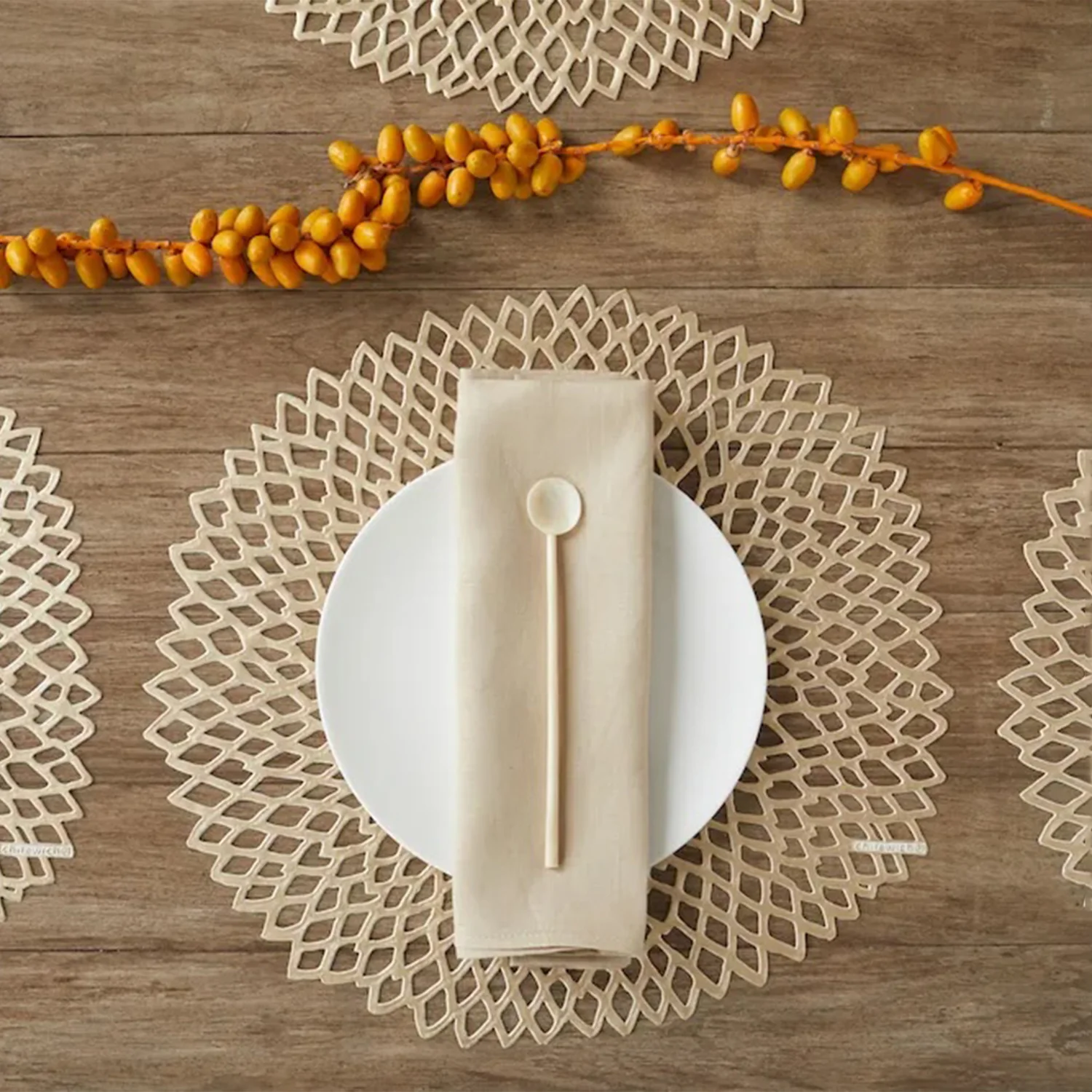 chilewich | placemat round | dahlia champagne ~ DC - Image 2