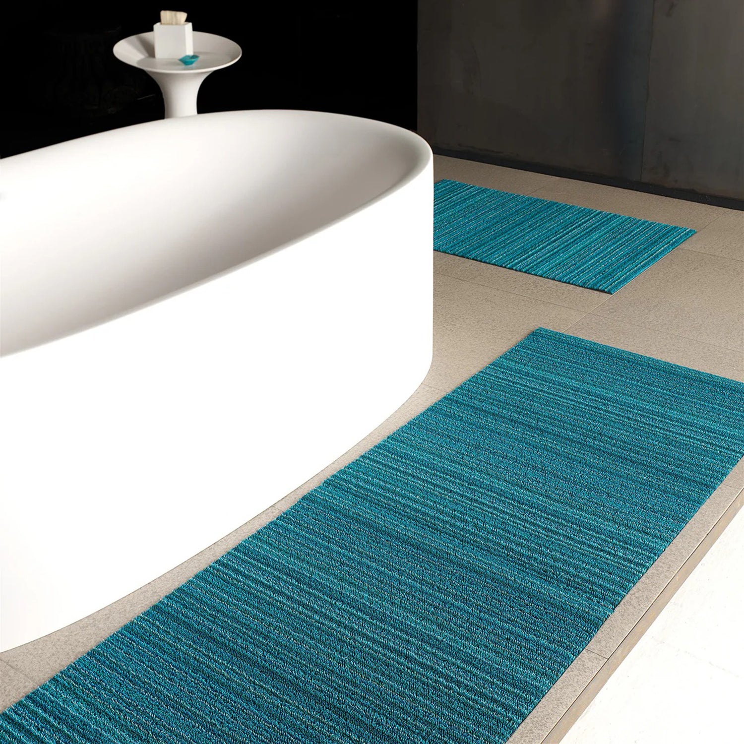 chilewich | runner mat 61x183cm (24x72") | skinny stripe turquoise - Image 3