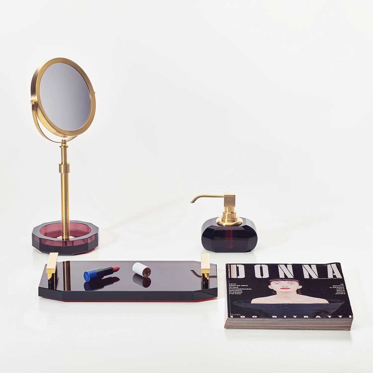 decor walther | KRISTALL collection | soap dispenser | rich burgundy + matte gold - Image 2