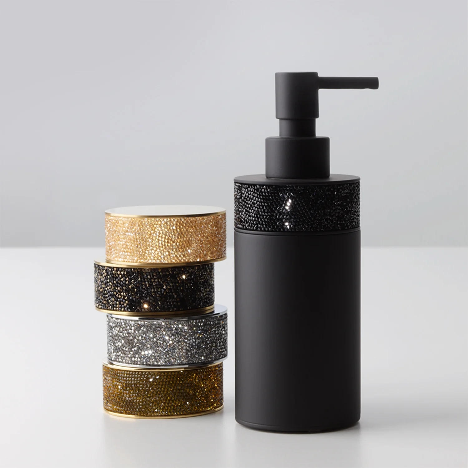 decor walther | ROCKS series | soap dispenser | matte black + swarovski crystals - Image 2