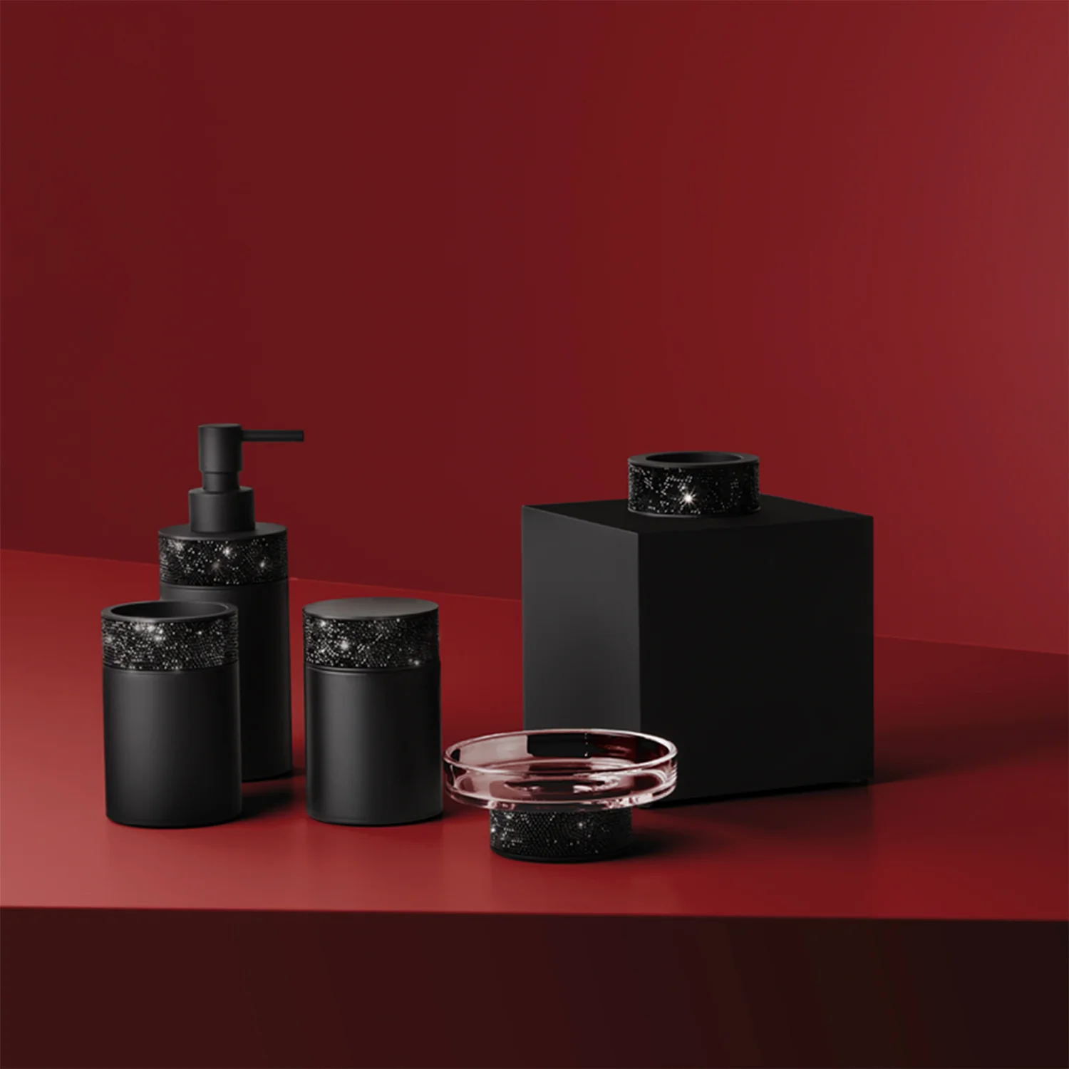 decor walther | ROCKS series | box without lid | matte black + swarovski crystals - Image 3