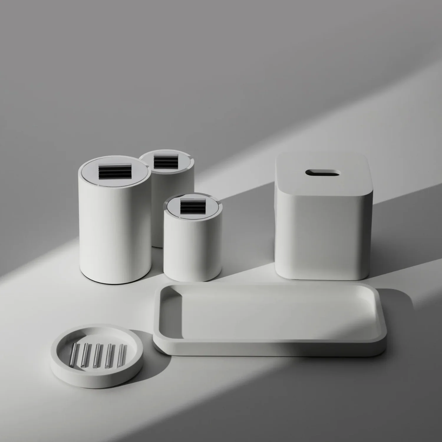decor walther | STONE series | multi purpose box with lid | white small | matt stainless steel - Image 2