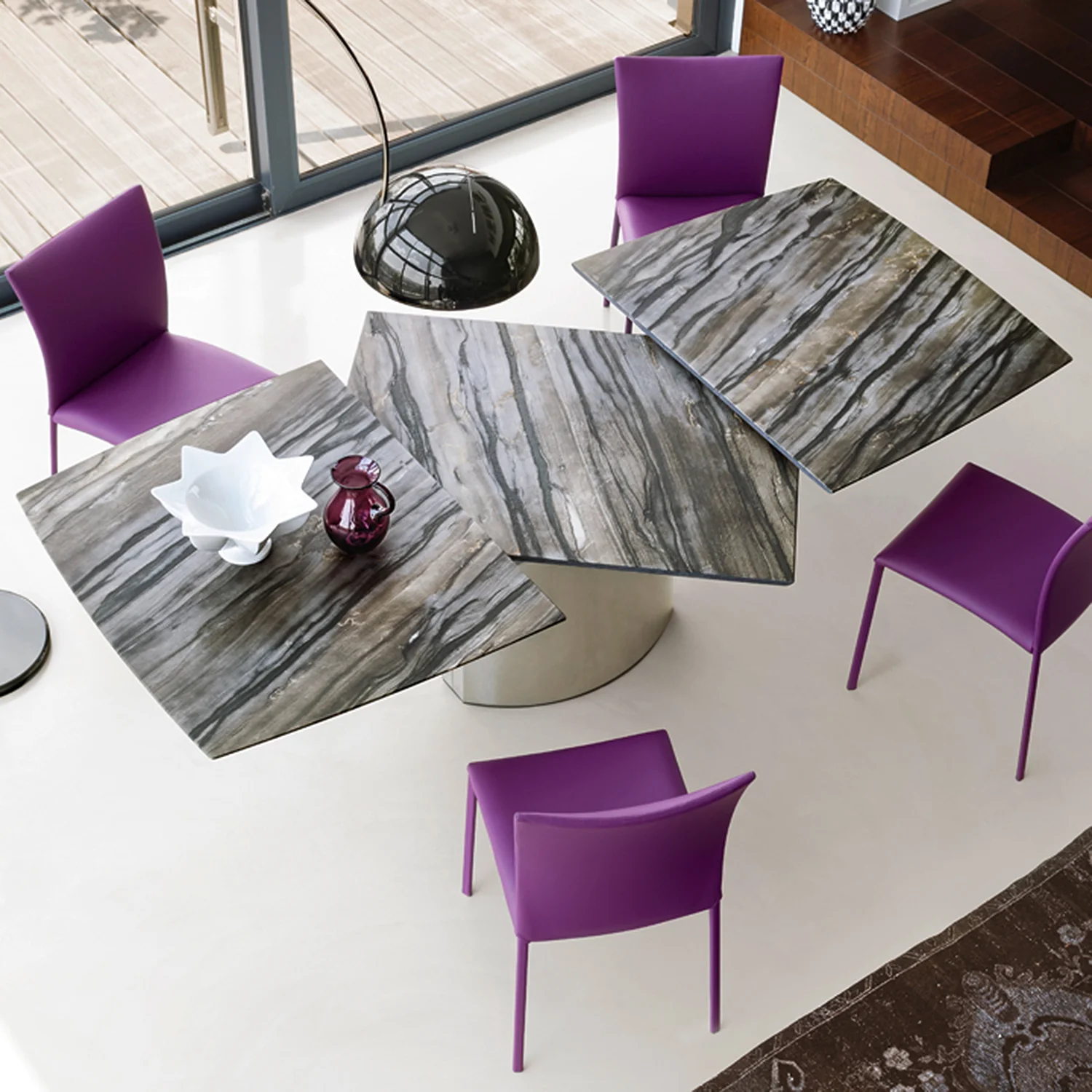 draenert | adler table | boat shape | PG1 neva stone | 105 x 190cm ext 270cm - Image 8