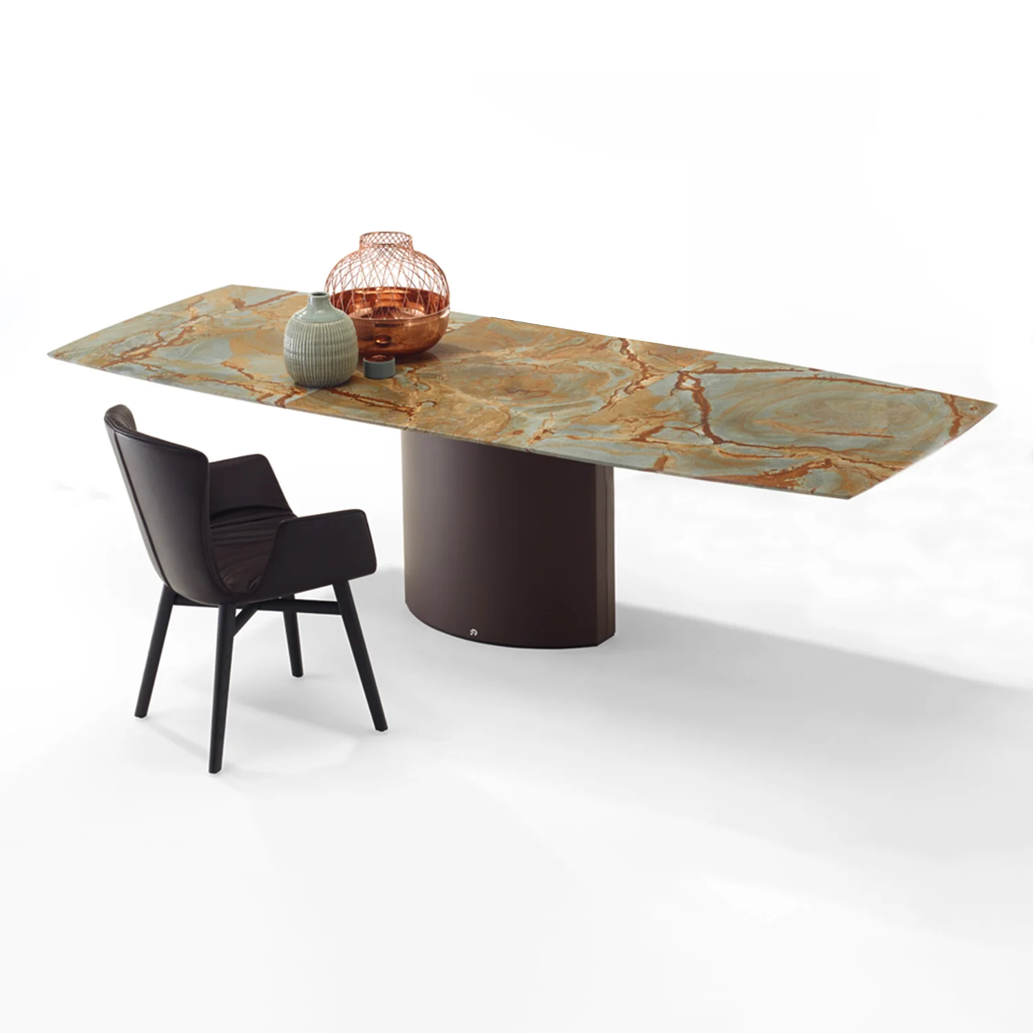 draenert | adler table | boat shape | PG1 neva stone | 105 x 190cm ext 270cm - Image 9