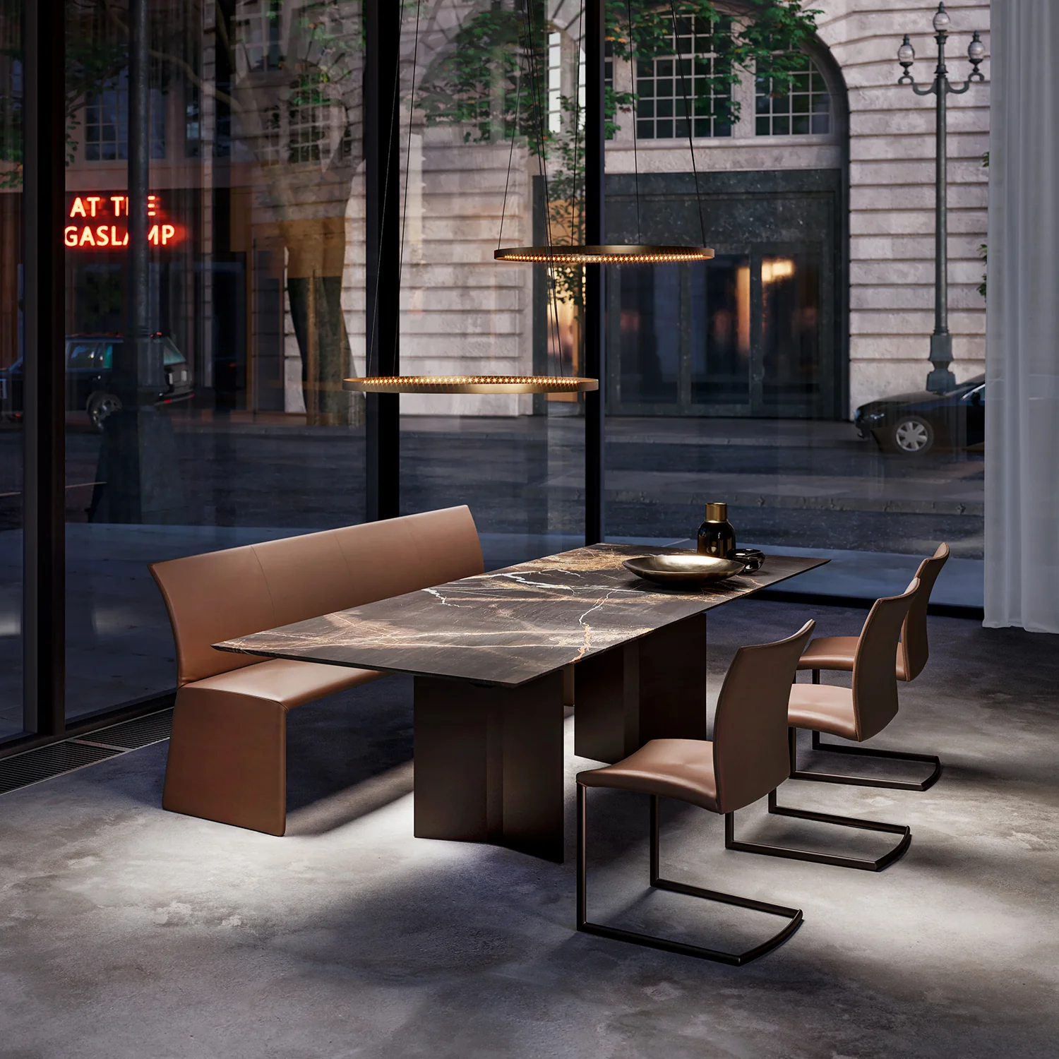 draenert | atlas table | swivel extension | belvedere stone + black base 200/280x105cm - Image 2