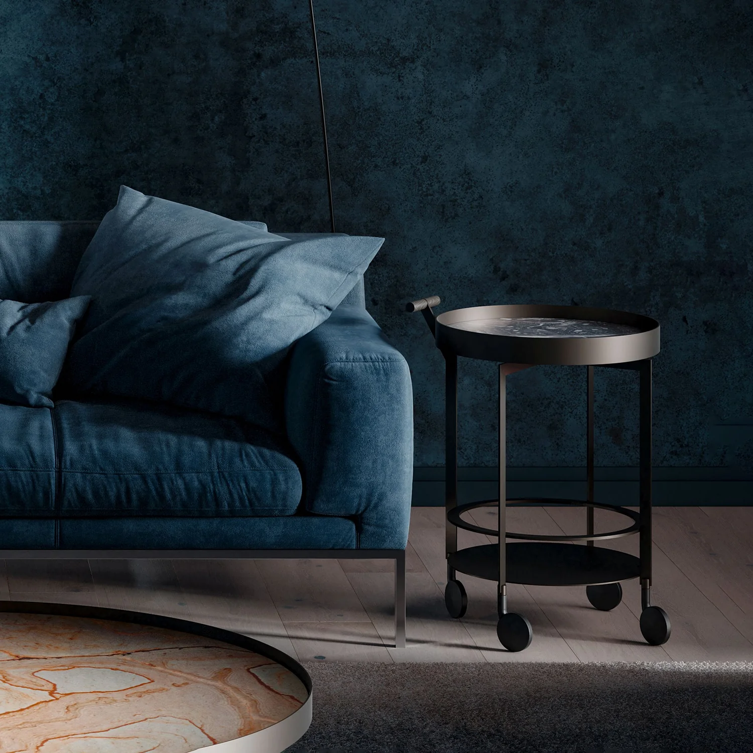draenert | day bar trolley | belvedere polished stone + black frame - Image 2
