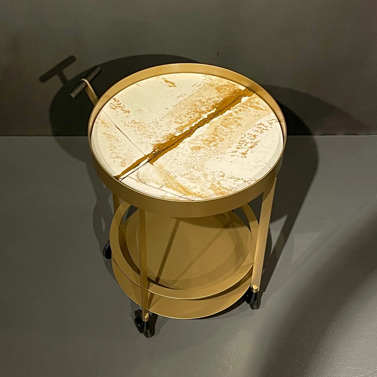 draenert | day bar trolley | breccia romana stone + gold frame - Image 5