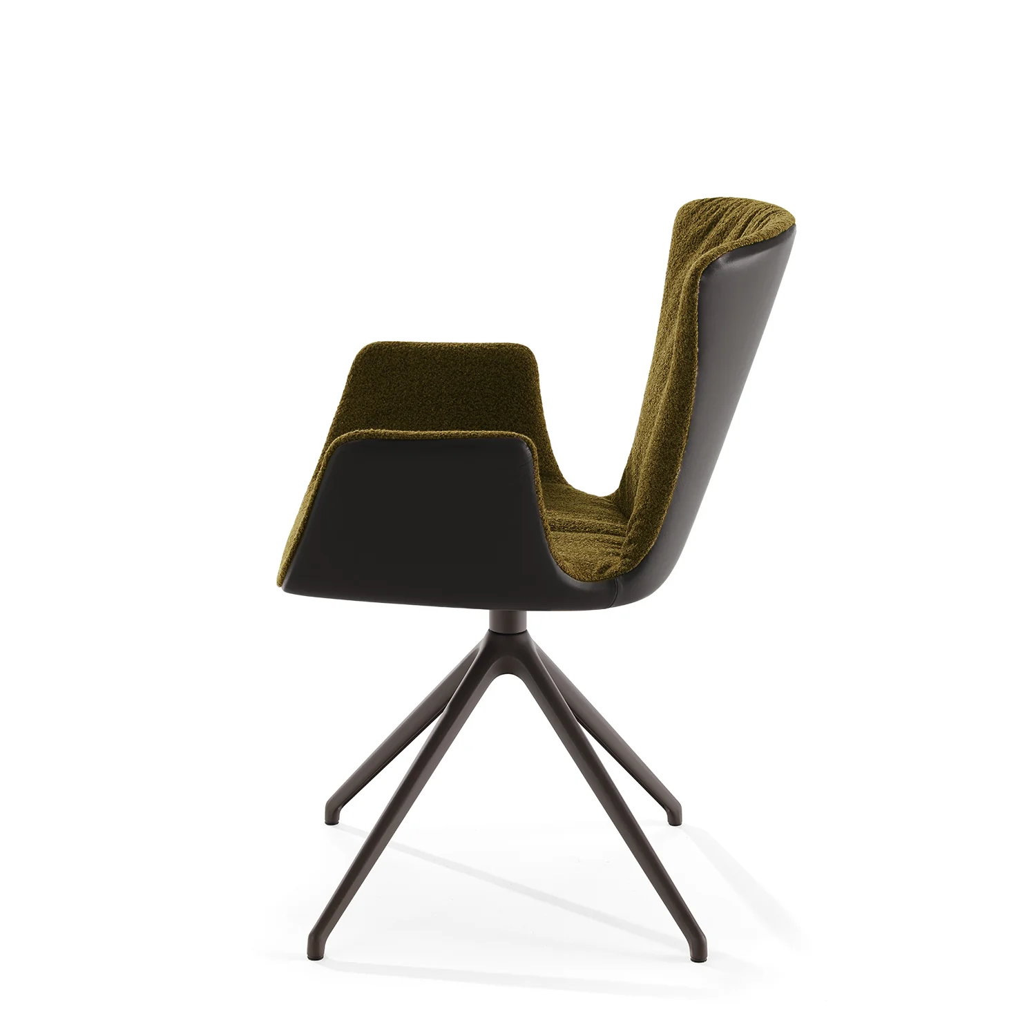 draenert | dexter armchair | swivel base | black leather + charmelle cloud 55