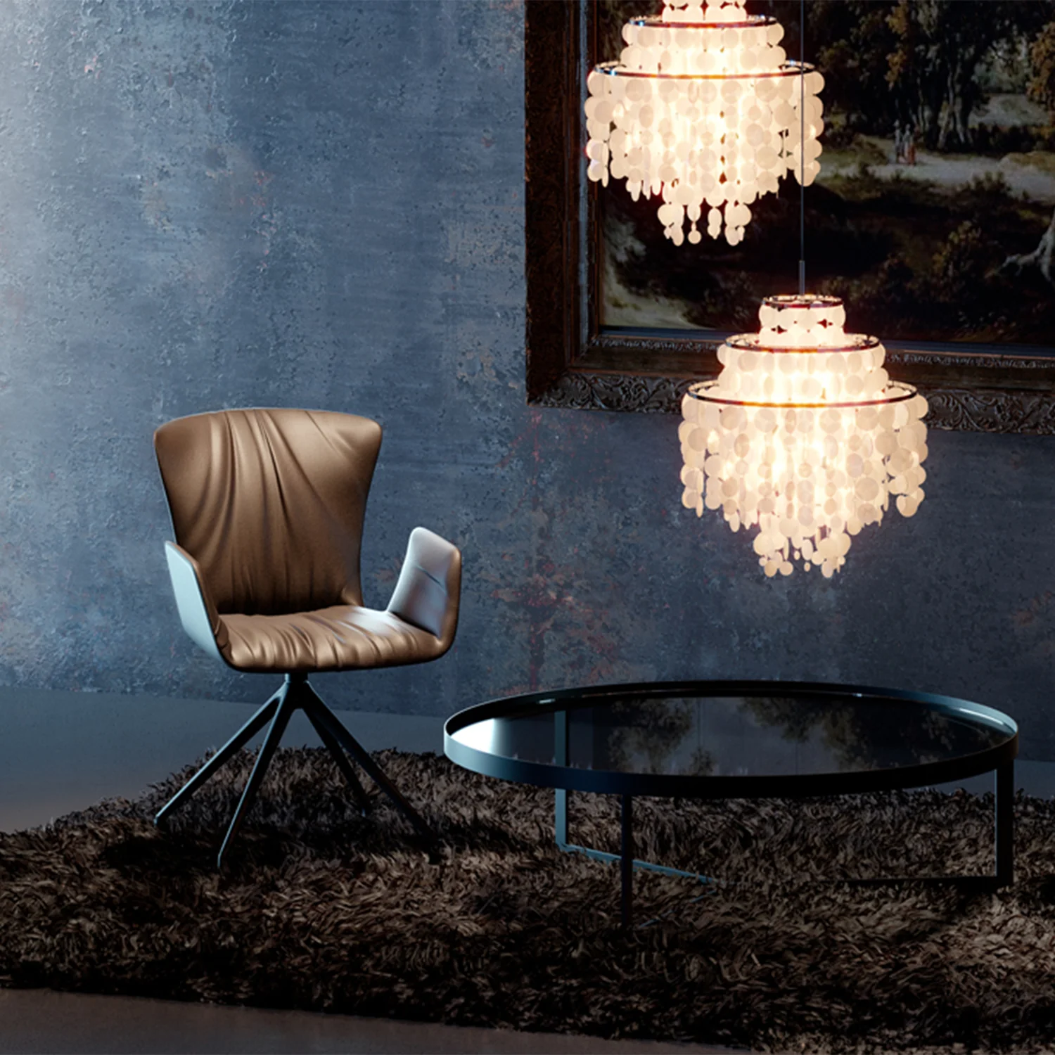 draenert | dexter armchair | swivel base | black leather + charmelle cloud 55 - Image 2