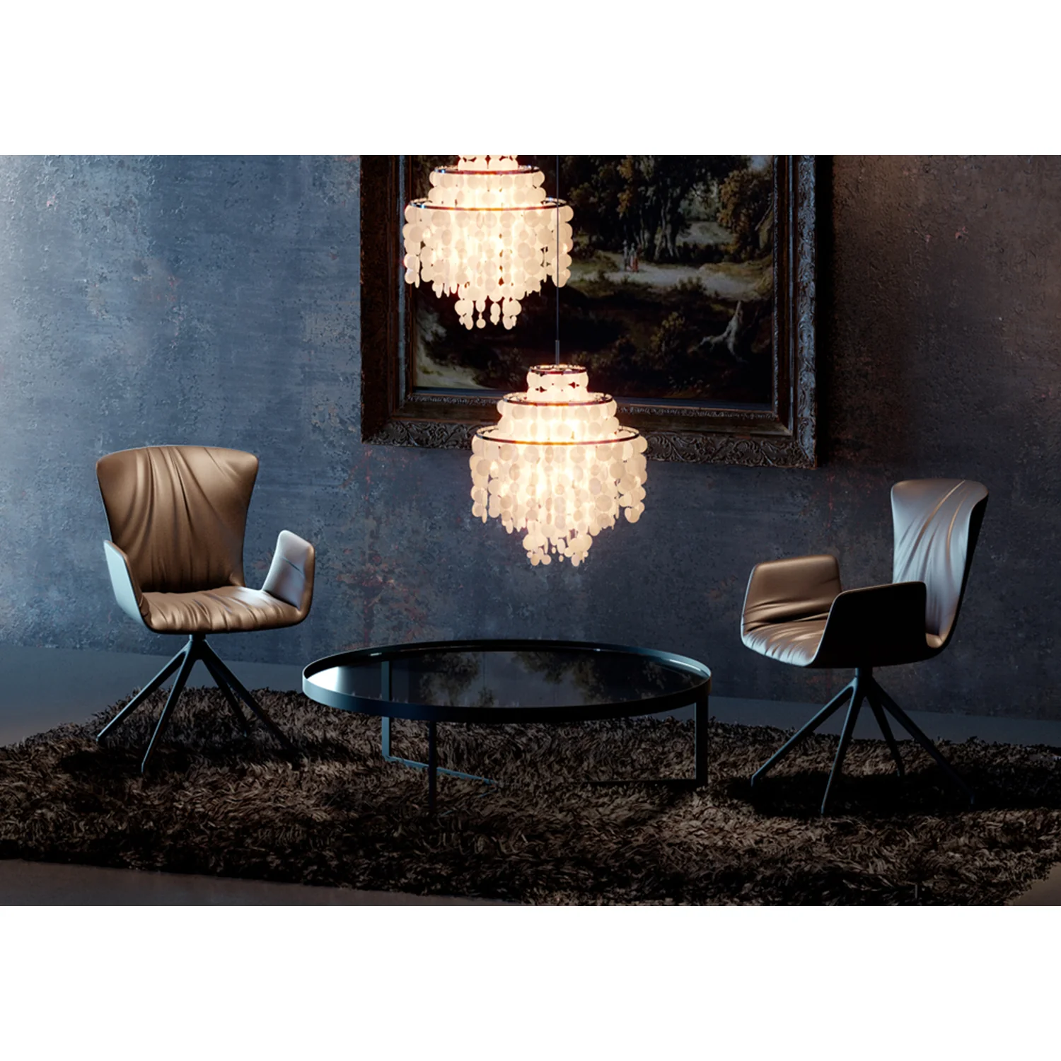draenert | dexter armchair | swivel base | black leather + charmelle cloud 55 - Image 6