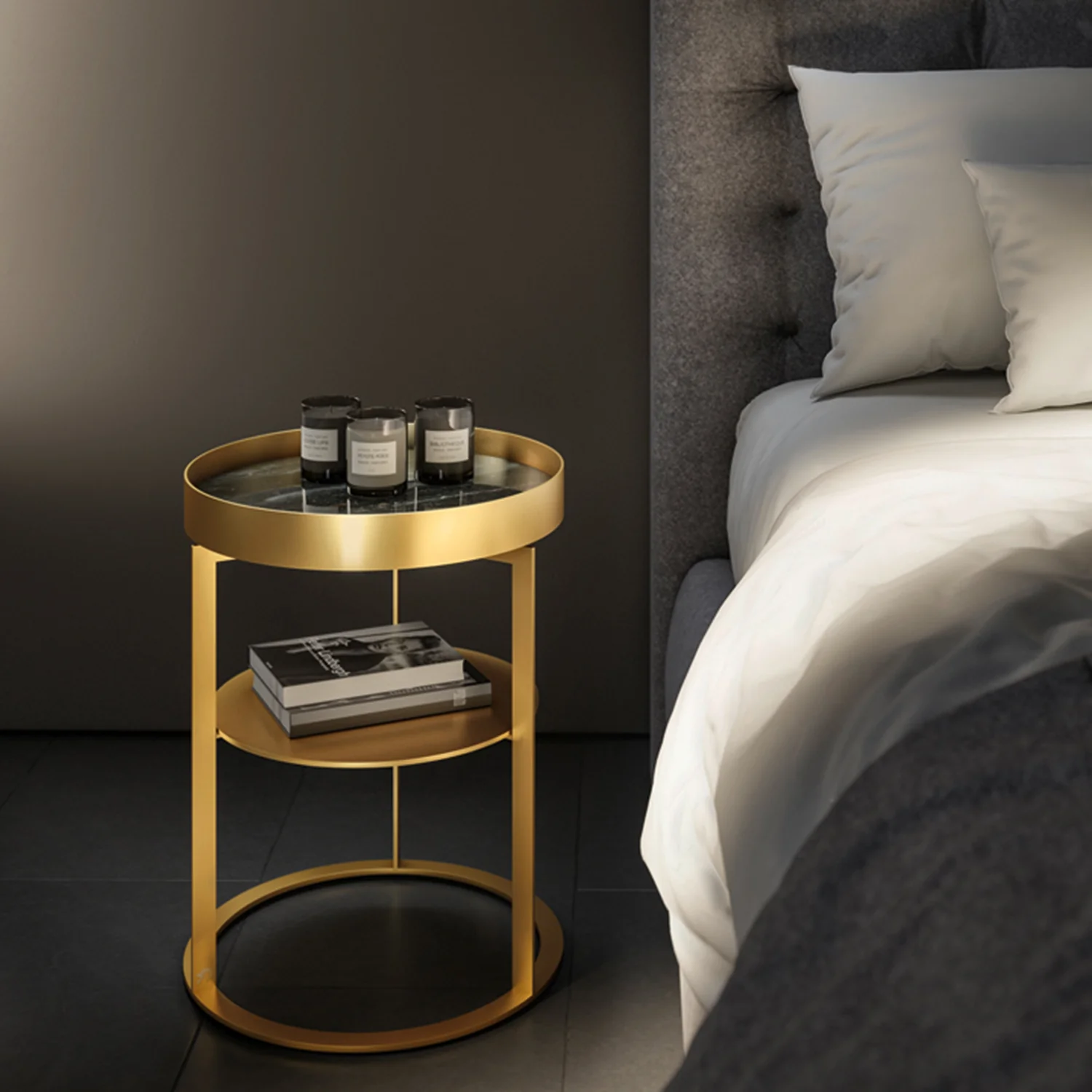 draenert | night side table with shelf | leather 89001 + black frame - Image 5