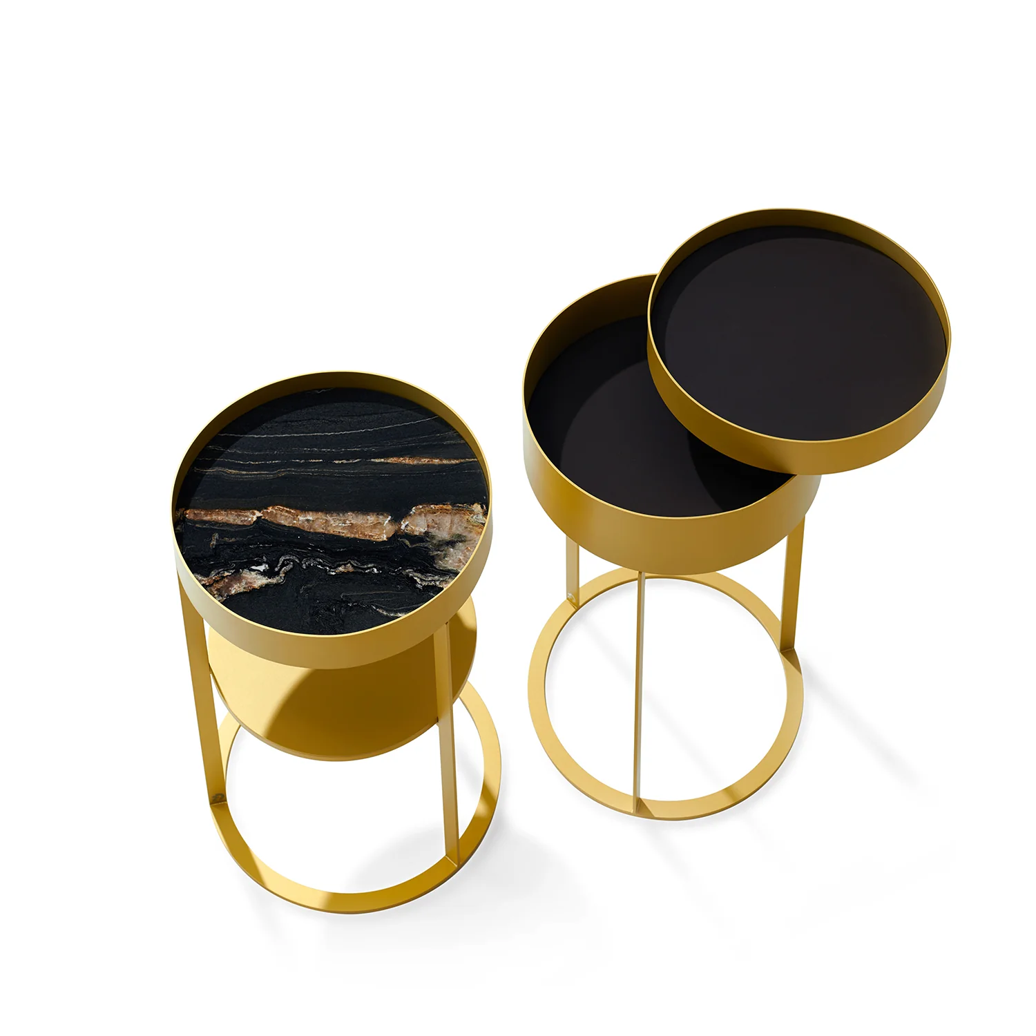 draenert | night side table with swivel top | matrix stone + leather 89001 + black frame - Image 10