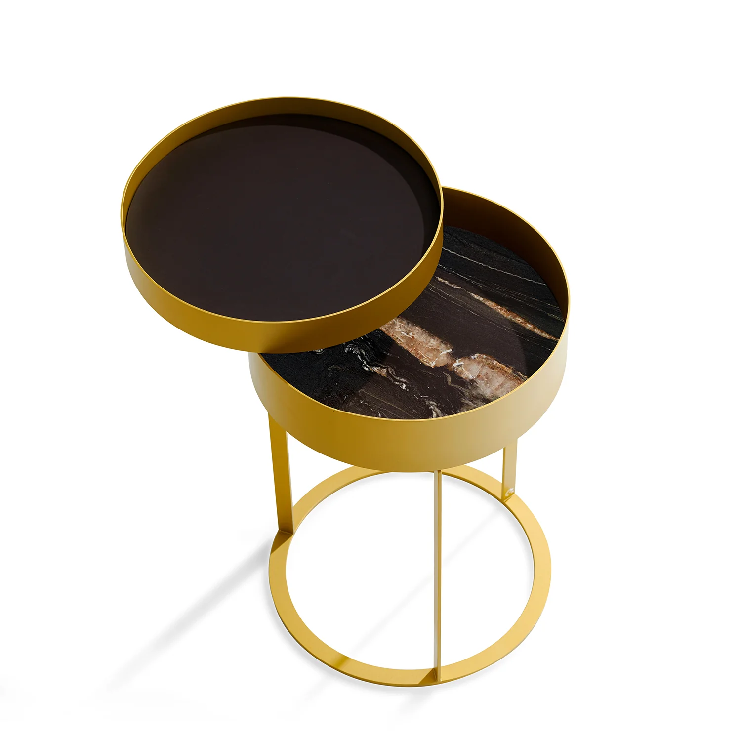 draenert | night side table with swivel top | matrix stone + leather 89001 + black frame - Image 11