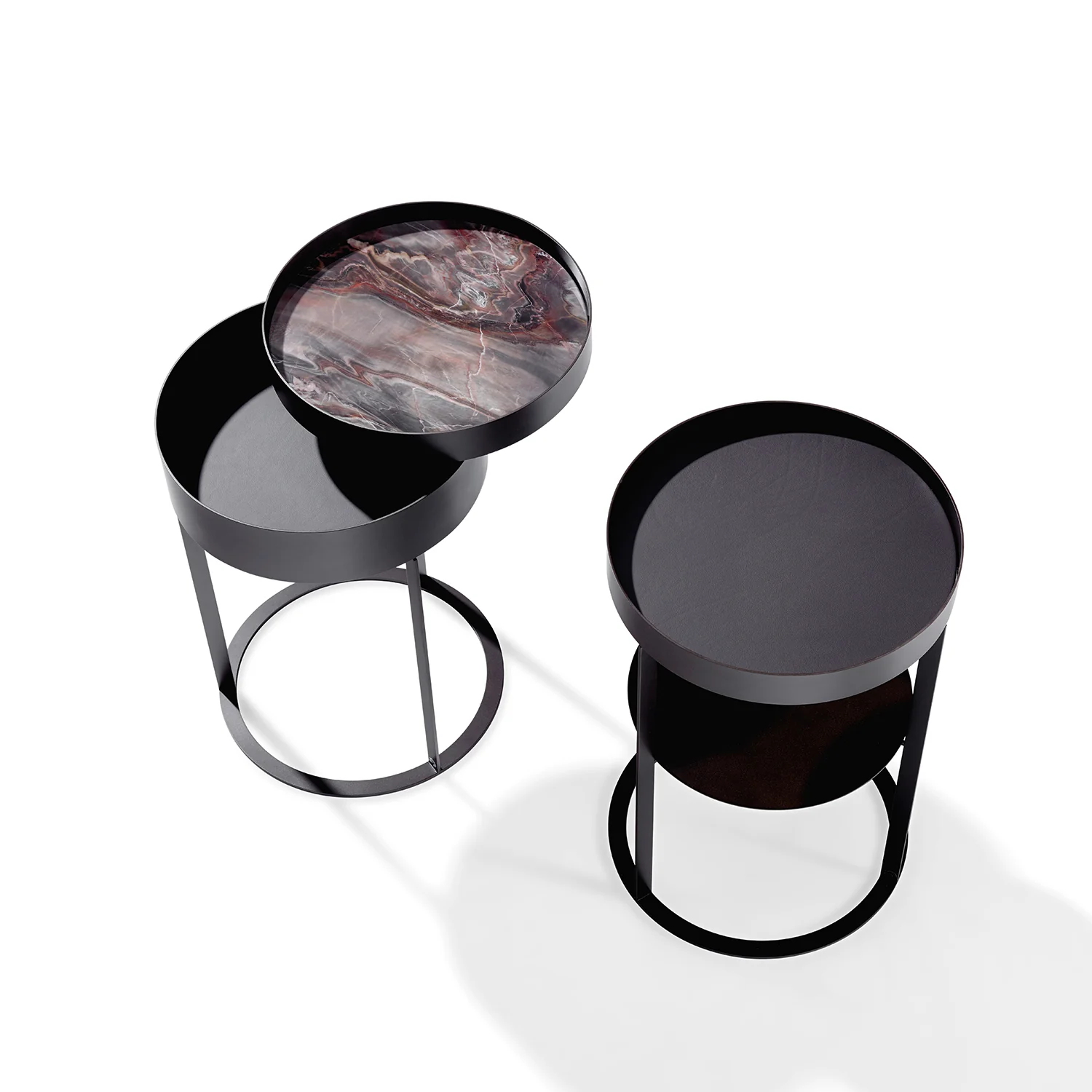 draenert | night side table with swivel top | matrix stone + leather 89001 + black frame - Image 5