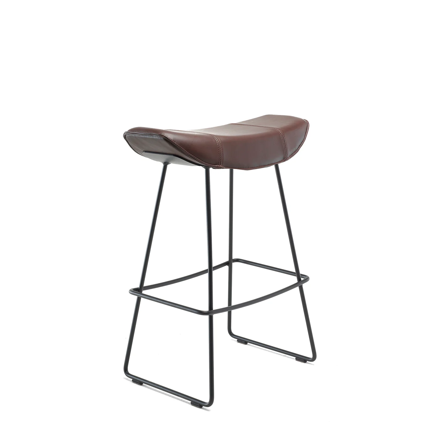 freifrau | kya kitchen stool 63cm | cairo ebony (black) leather + black wire frame - Image 5