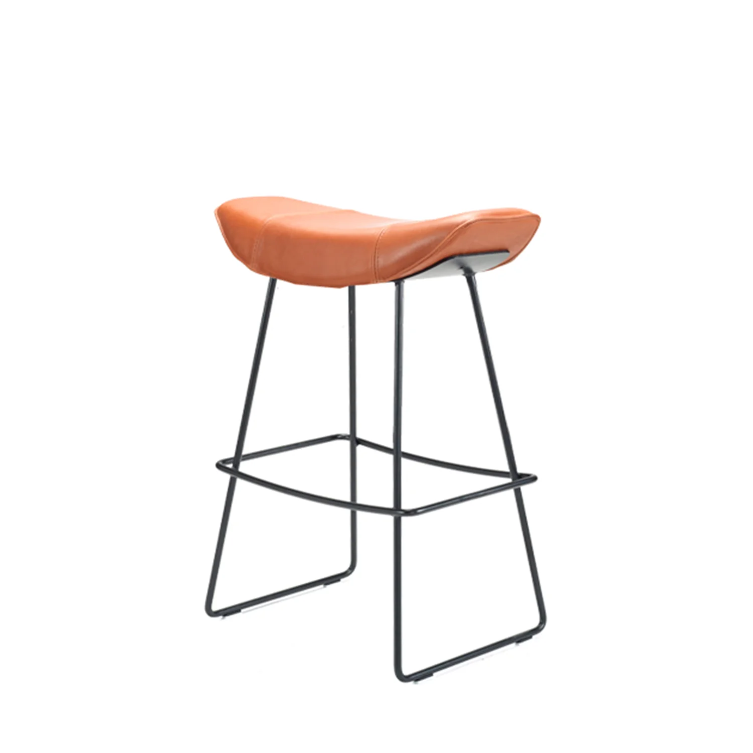freifrau | kya kitchen stool 63cm | cairo ebony (black) leather + black wire frame - Image 3