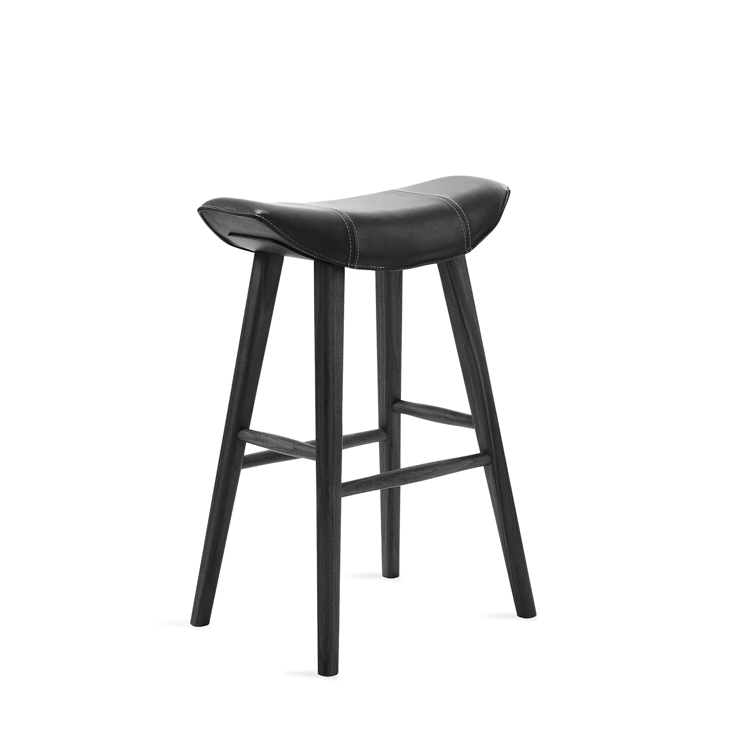 freifrau | kya kitchen stool 63cm | cairo ebony (black) leather + black wire frame - Image 9