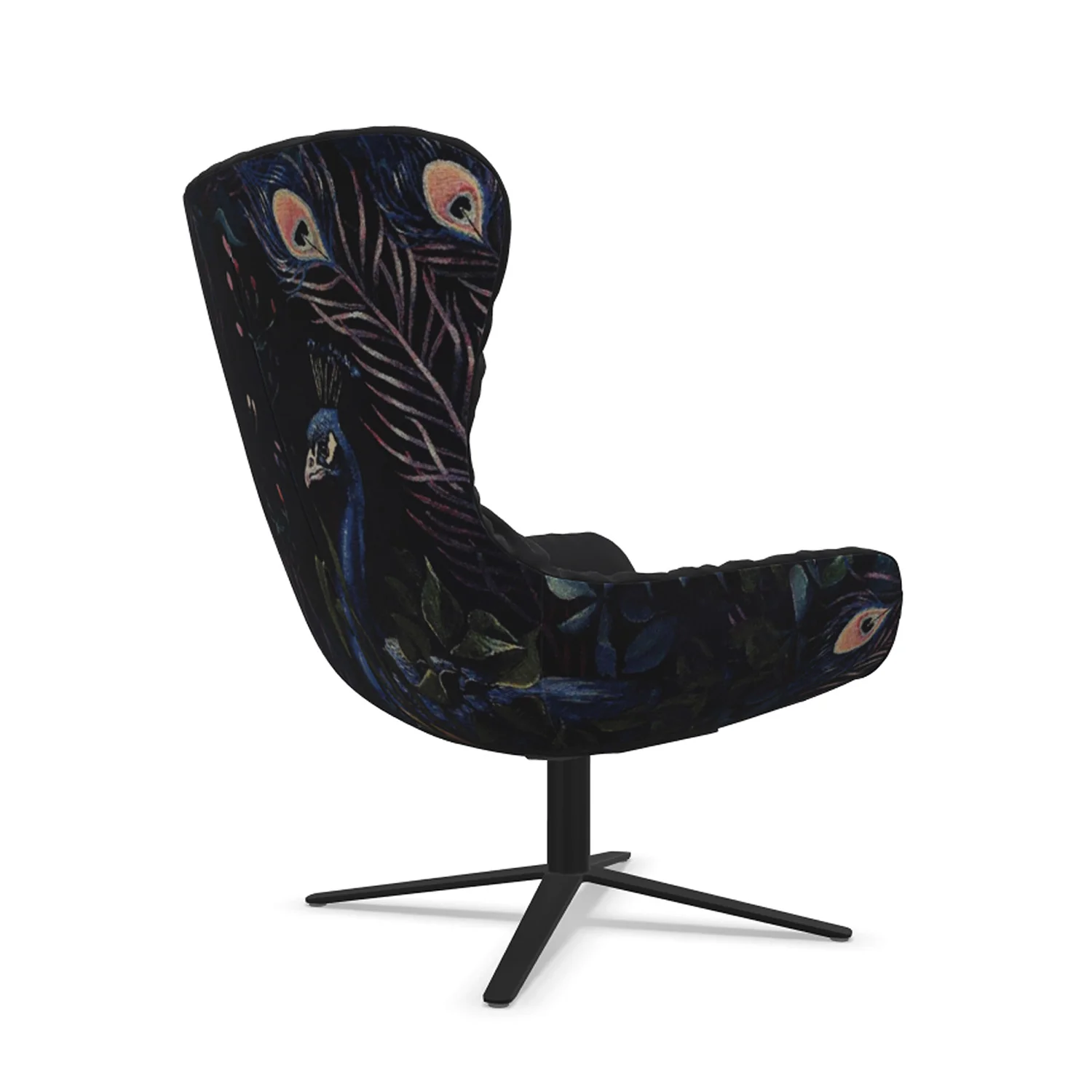 freifrau | leya cocktail wingback chair | x-base frame deep black | front - opium ebony 80001 | back - gobelin oasis - Image 2