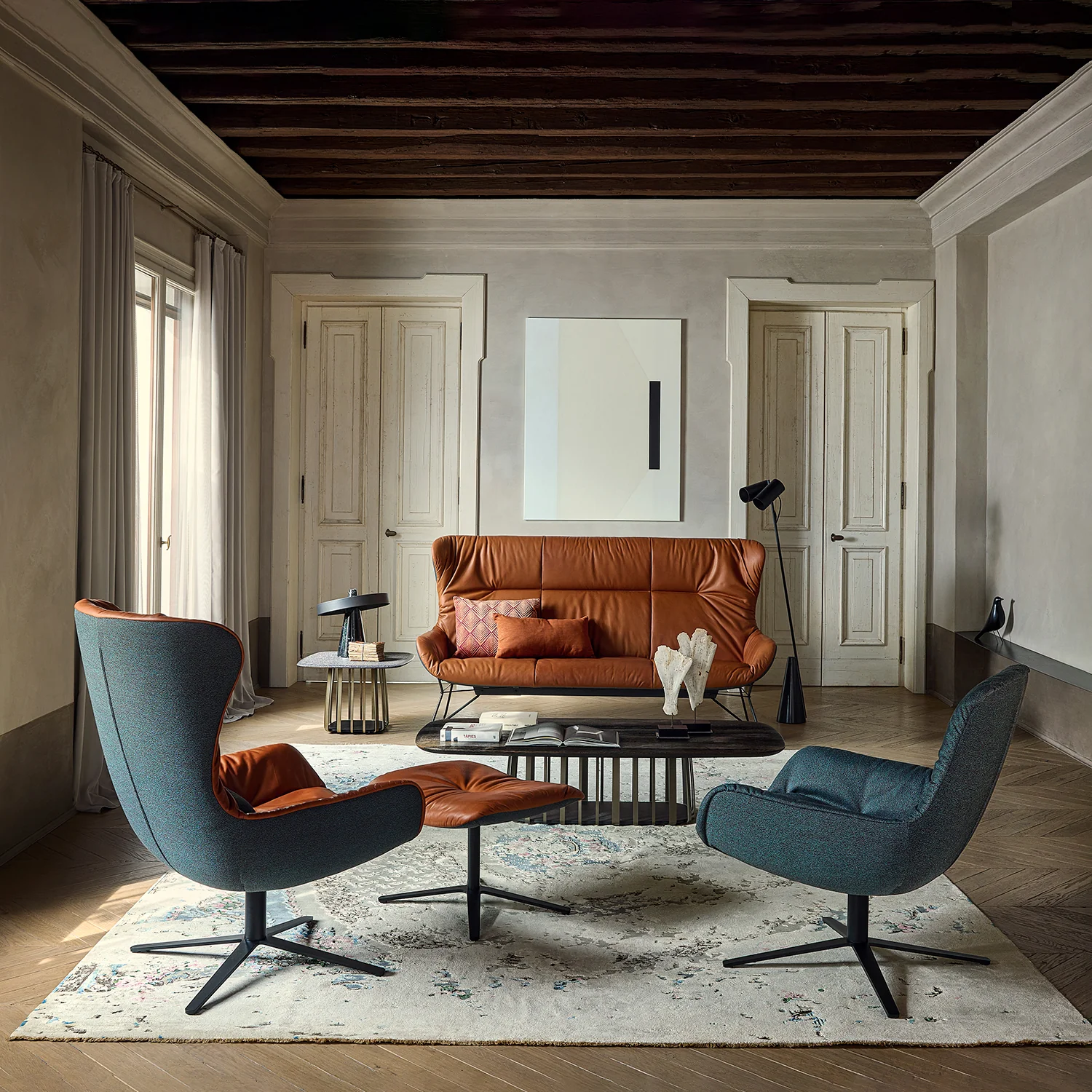 freifrau | leya lounge chair | x-base frame | sahara stone leather - Image 4