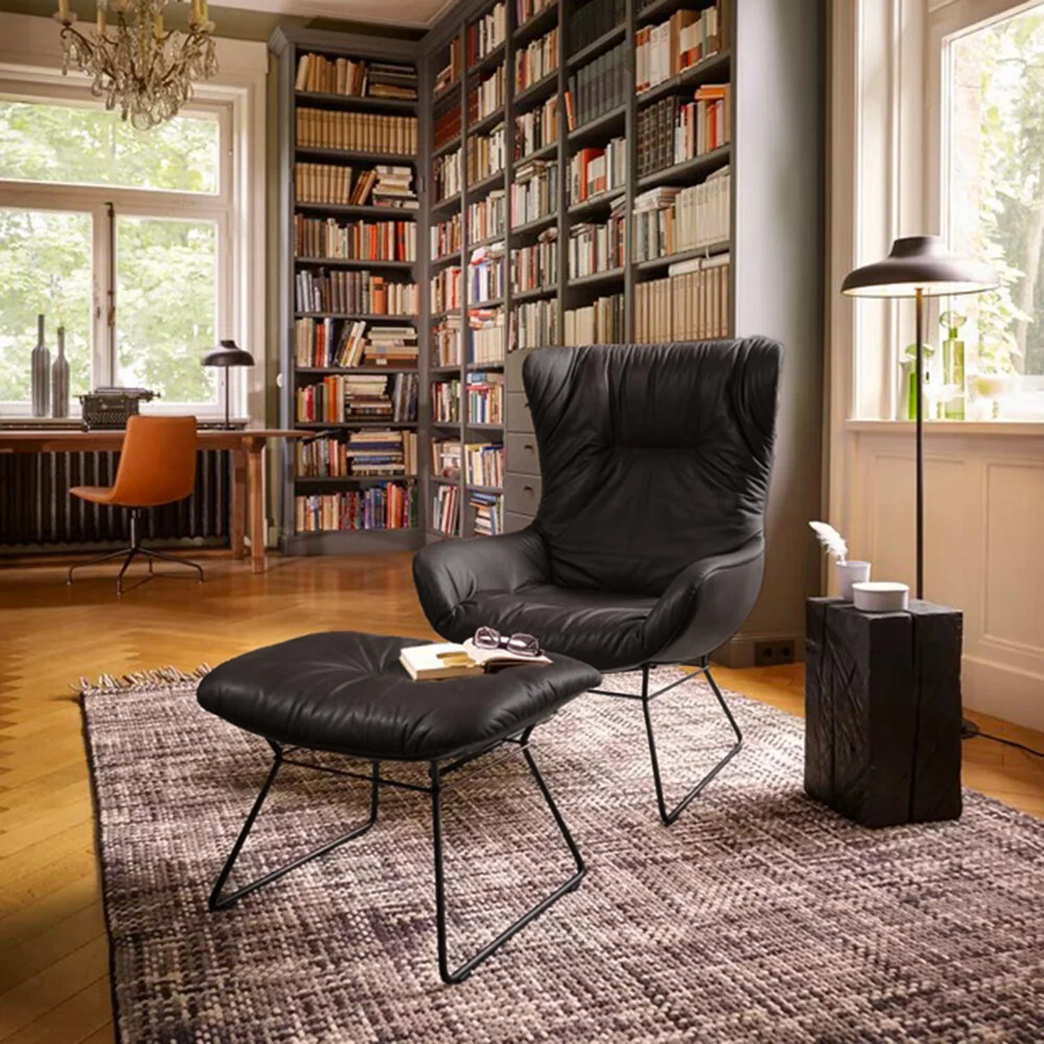 freifrau | leya wingback chair | wire frame | orient ebony (black) leather - Image 2