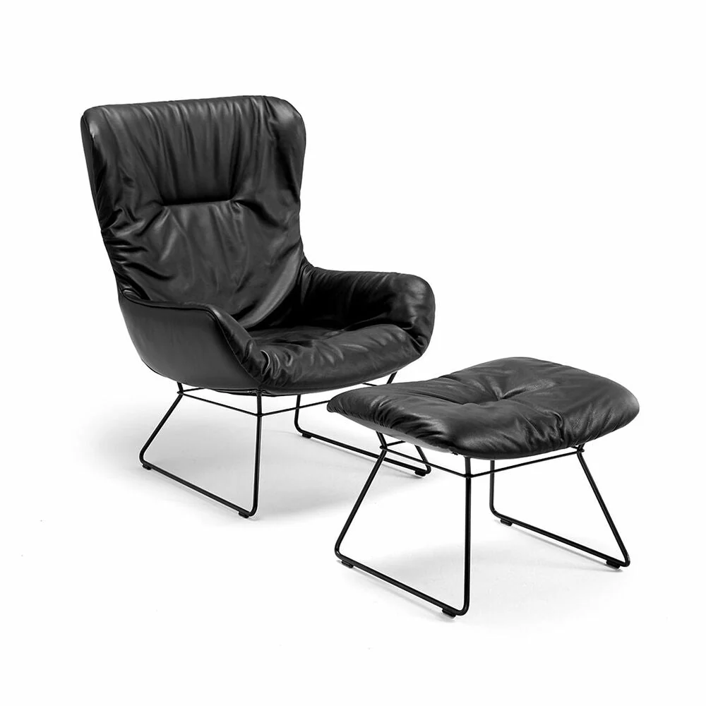 freifrau | leya wingback chair | wire frame | orient ebony (black) leather - Image 3