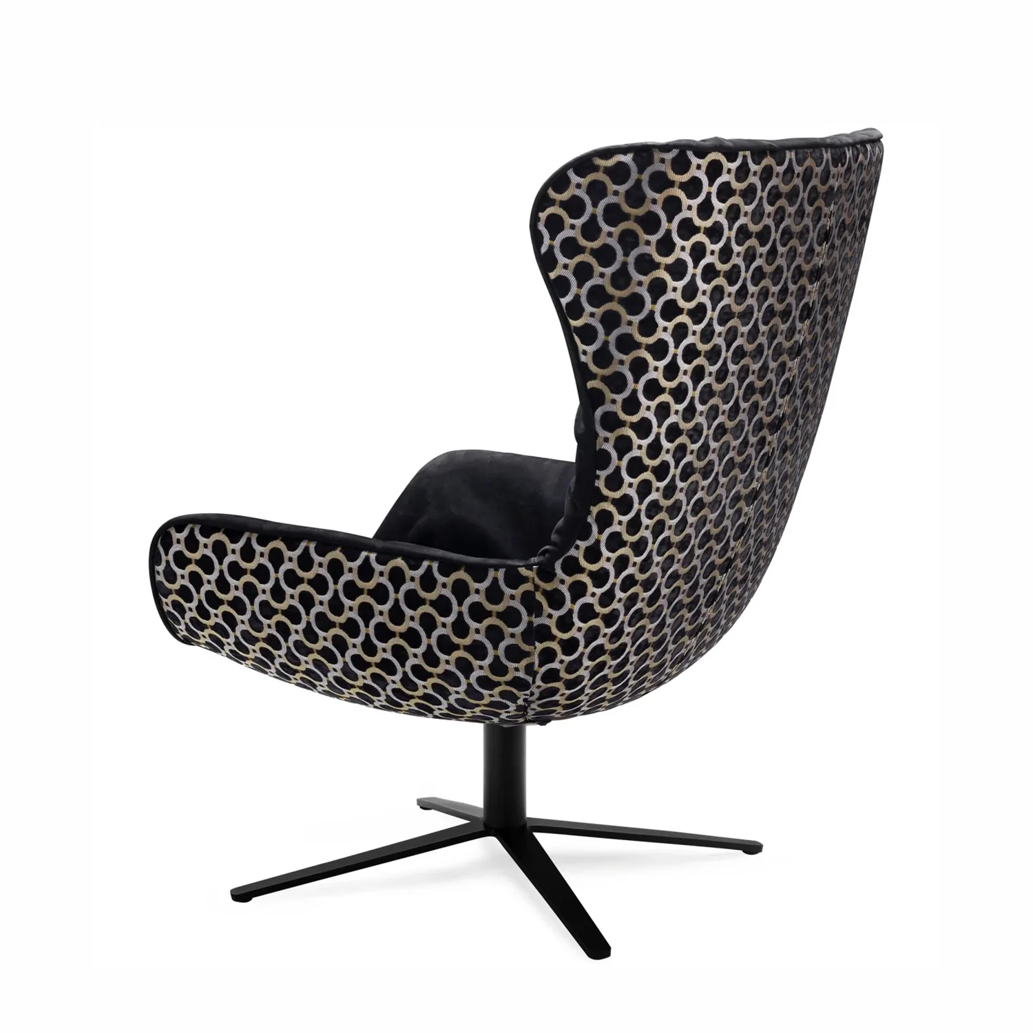 freifrau | leya wingback chair | x-base frame with tilt | cayenne ebony (black) leather + dedar scarabeo - Image 2
