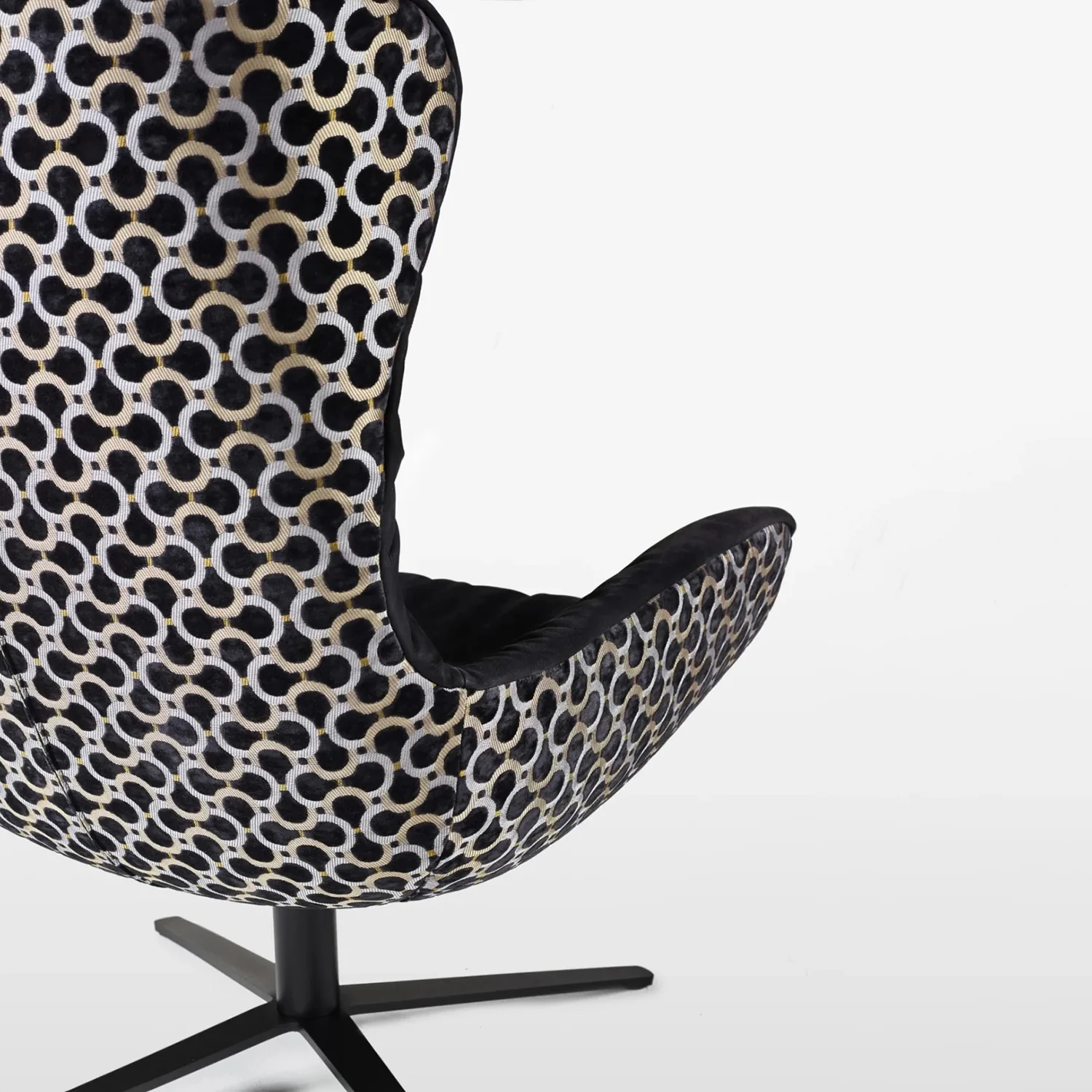 freifrau | leya wingback chair | x-base frame with tilt | cayenne ebony (black) leather + dedar scarabeo - Image 5