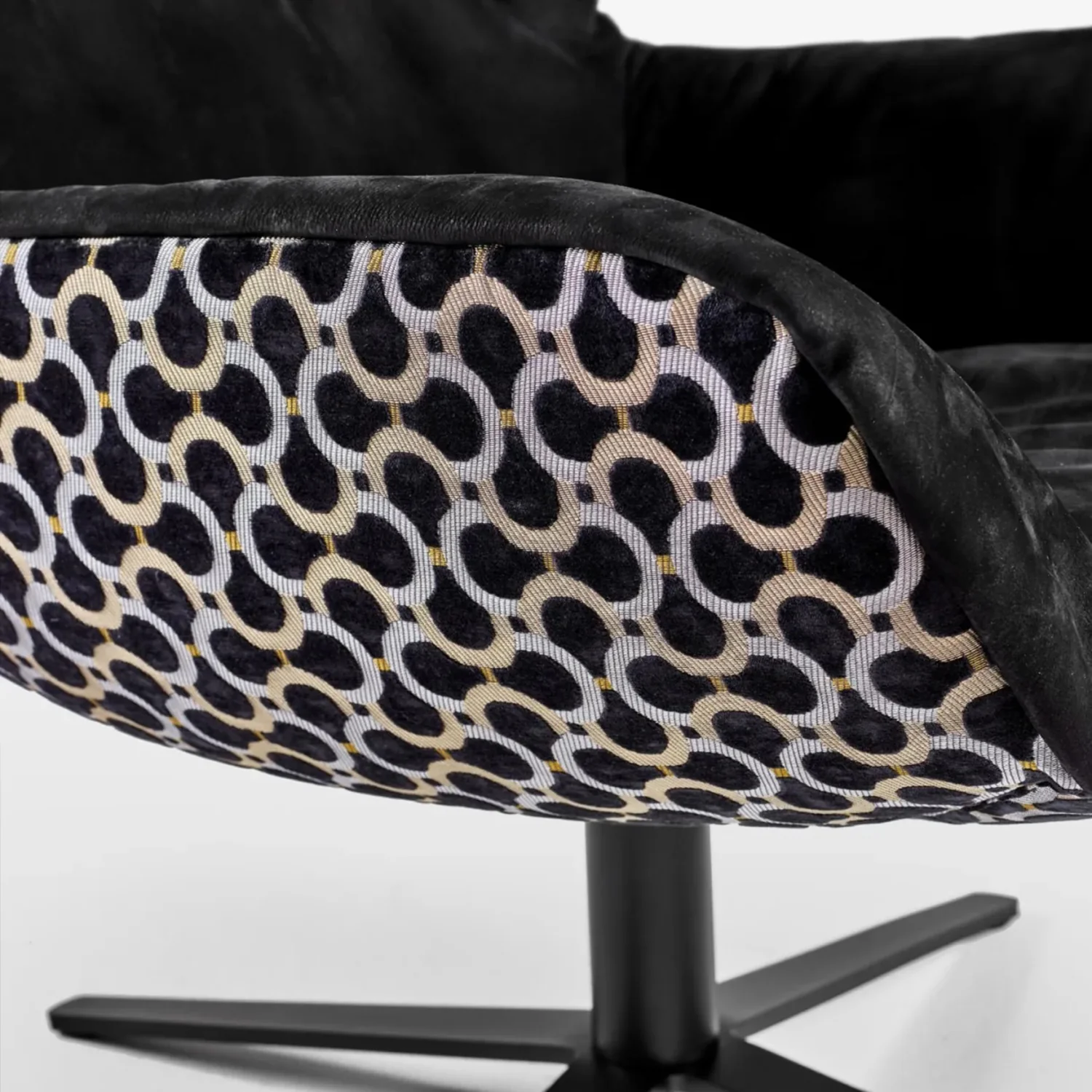 freifrau | leya wingback chair | x-base frame with tilt | cayenne ebony (black) leather + dedar scarabeo - Image 7