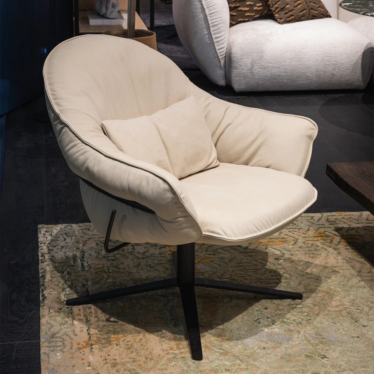 freifrau | marie lounge chair | x-base with rocker + tilting mechanism | adora jade leather + bronze frame - Image 15