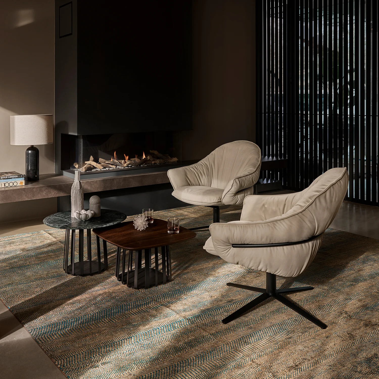 freifrau | marie lounge chair | x-base with rocker + tilting mechanism | adora jade leather + bronze frame - Image 16