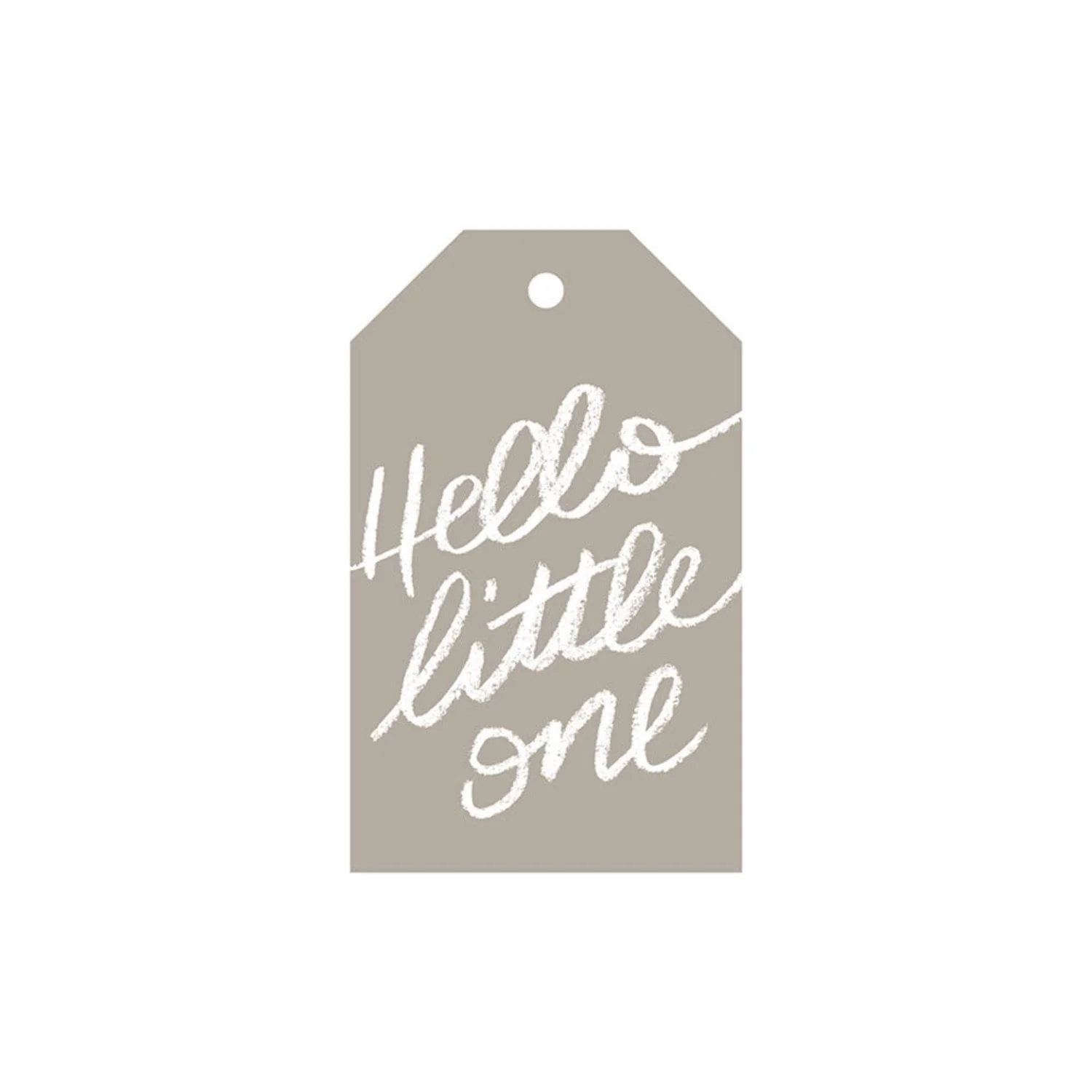 galina dixon | gift tag | hello little one grey - white text