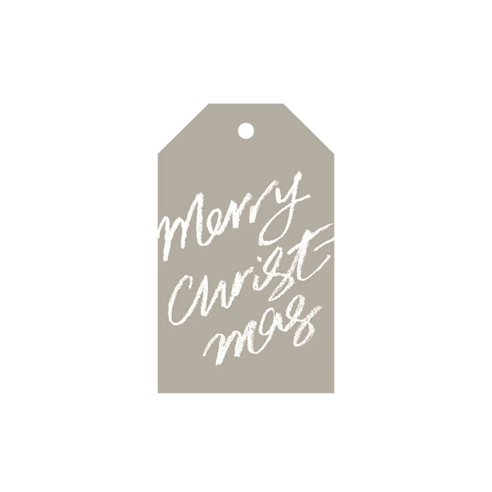 galina dixon | gift tag | merry christmas grey + white text - seasonal