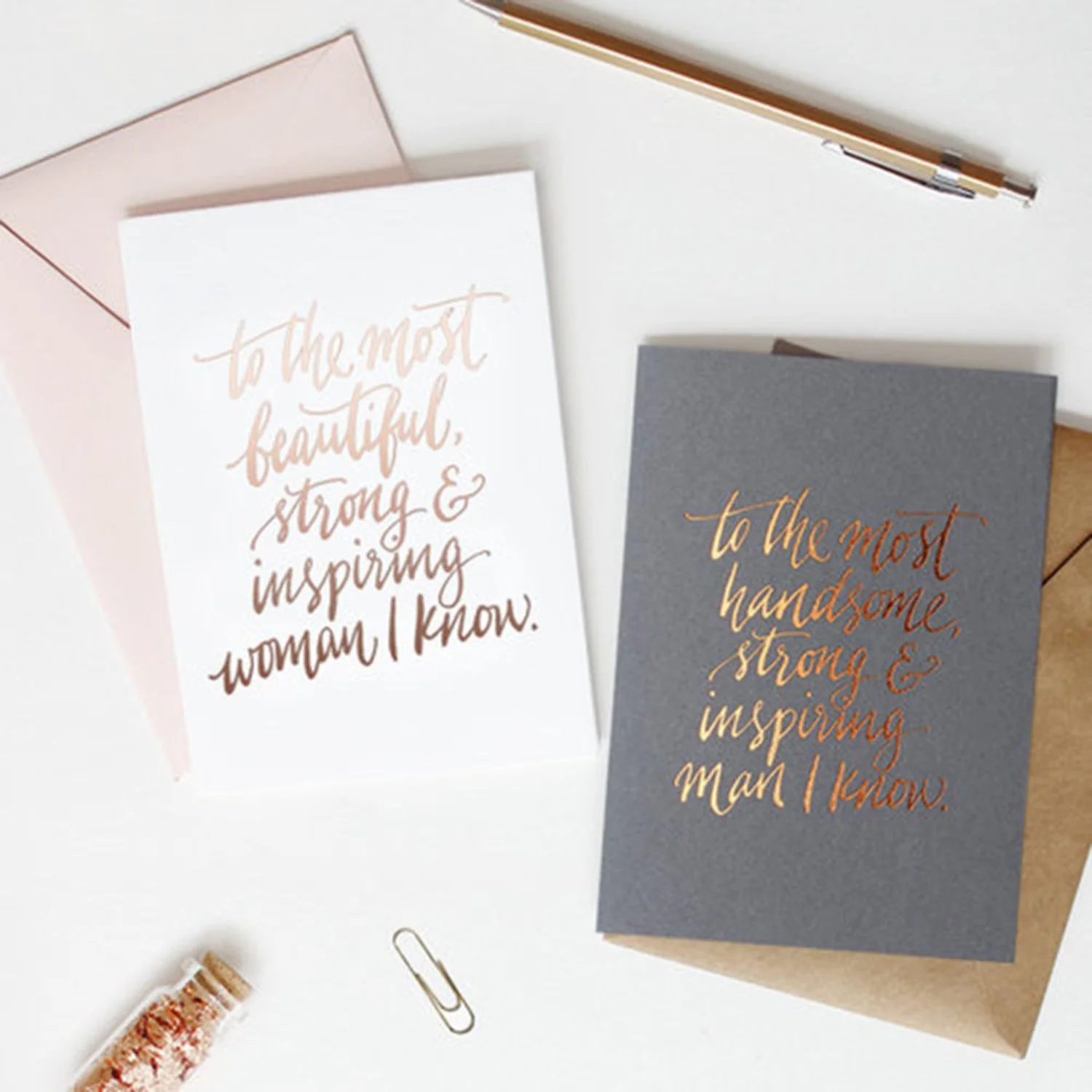 galina dixon | letterpress card | to the most beautiful woman | rose gold - Image 2