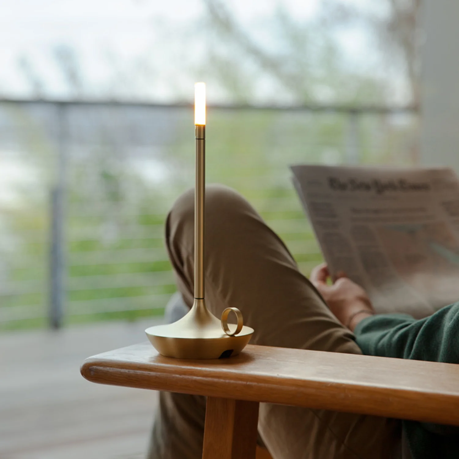 graypants | wick portable table lamp | brass 26cm - Image 4