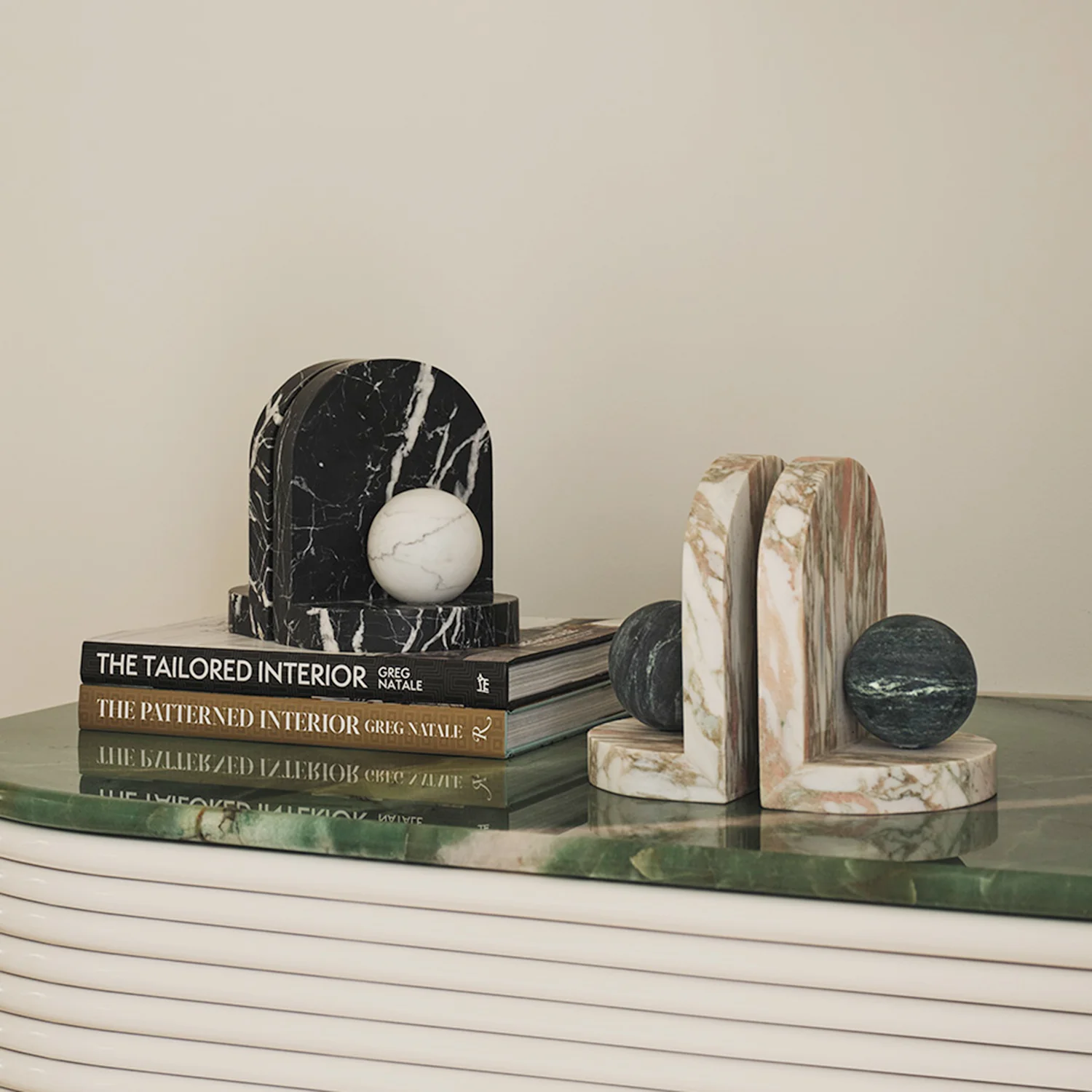 greg natale | blitz marble bookend set | verde + rose - Image 2