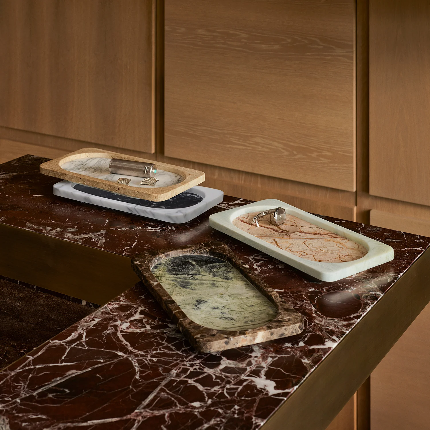greg natale | caldera tray | travertine + arabescato - Image 2