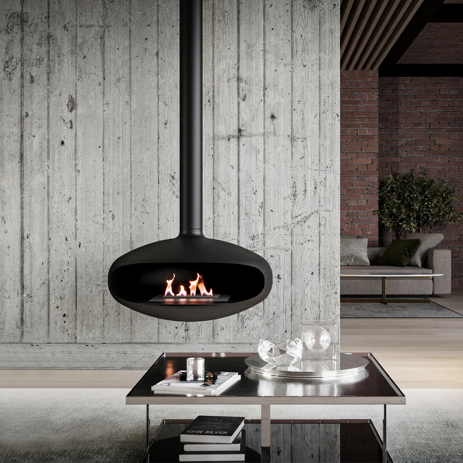 icon fires | the iconic 900 hanging fireplace | matte black - Image 12