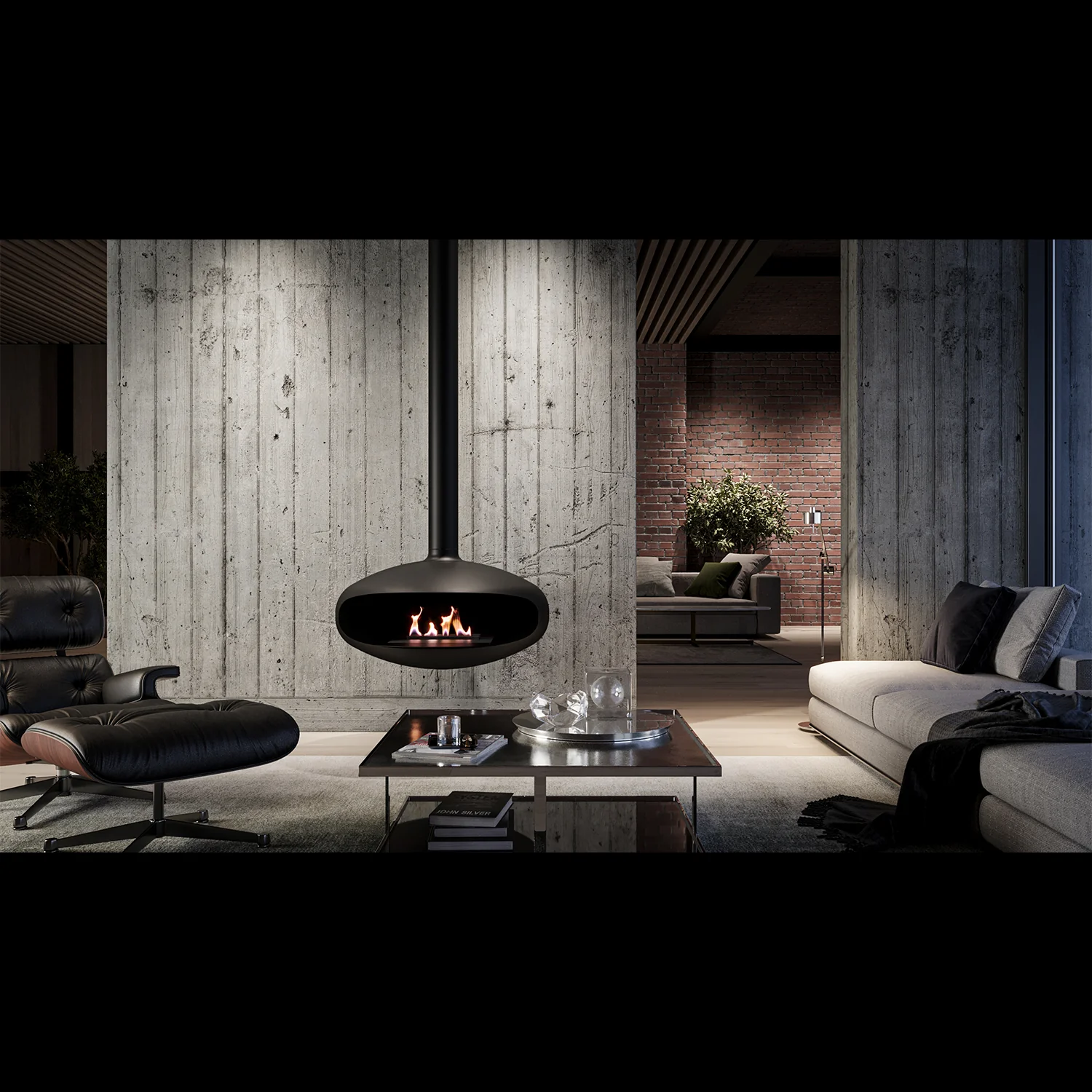 icon fires | the iconic 900 hanging fireplace | matte black - Image 14