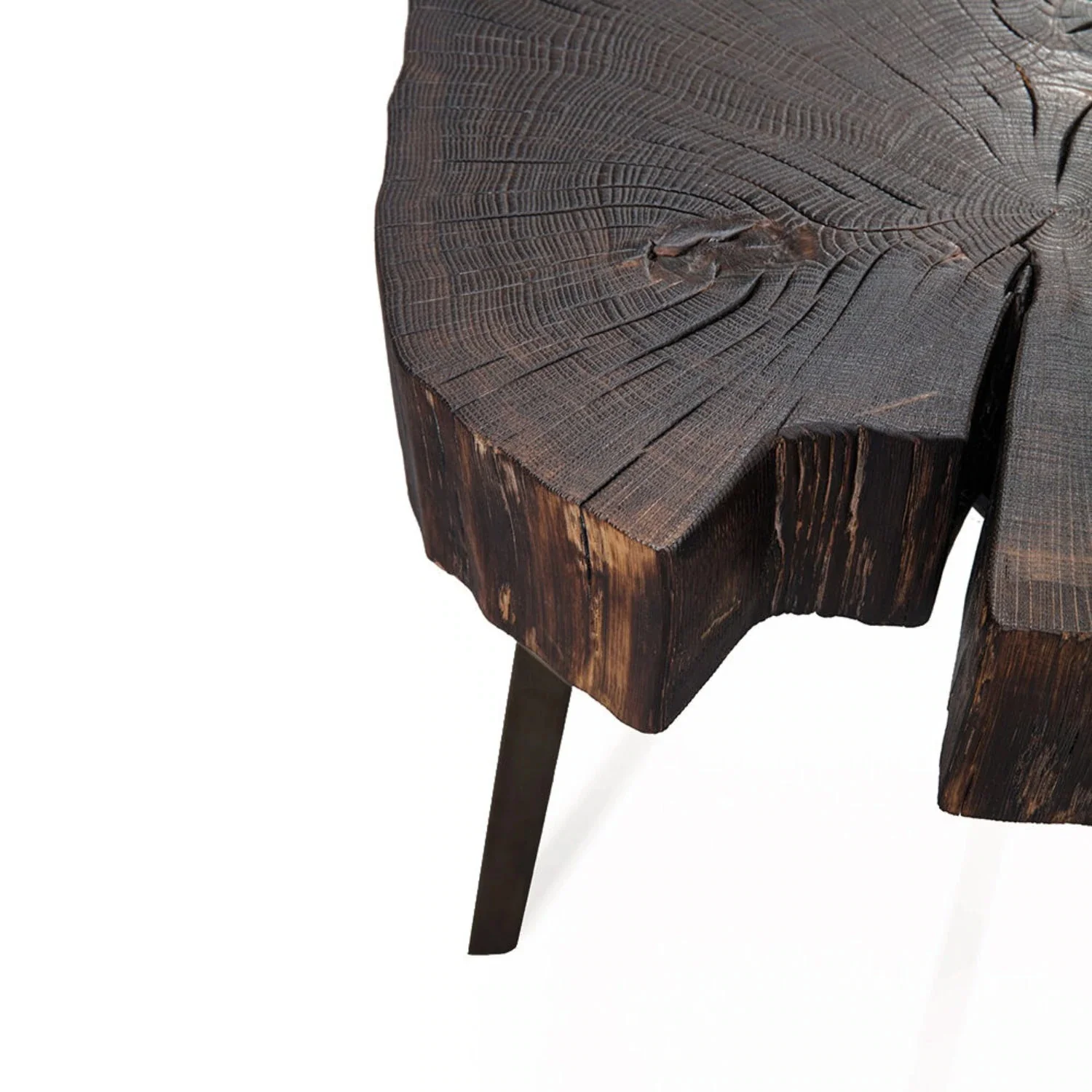 janua | bc 05 stomp table | 40-50cm | charburned oak shade brown + crude steel glaze - Image 3