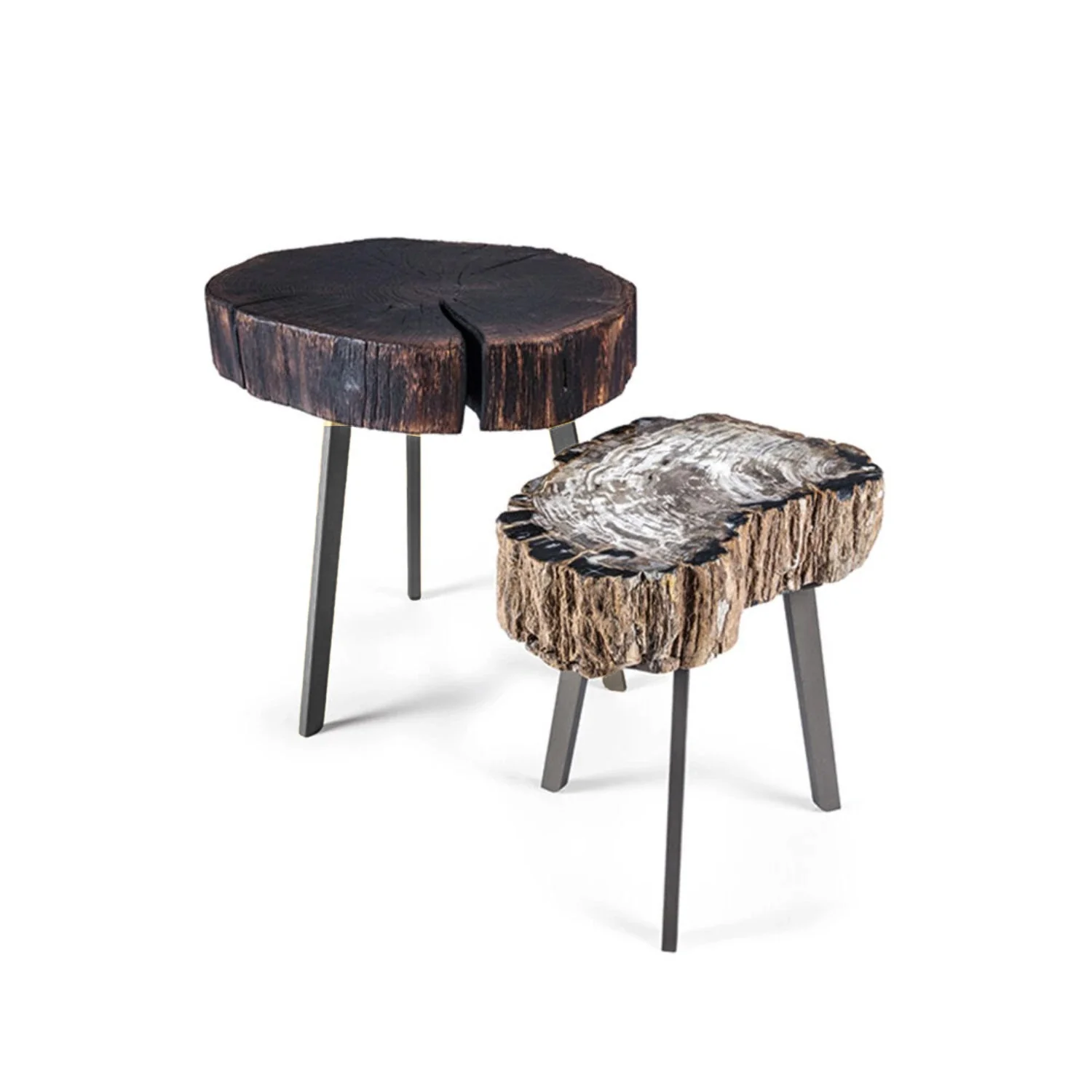 janua | bc 05 stomp table | 40-50cm | charburned oak shade brown + crude steel glaze - Image 5