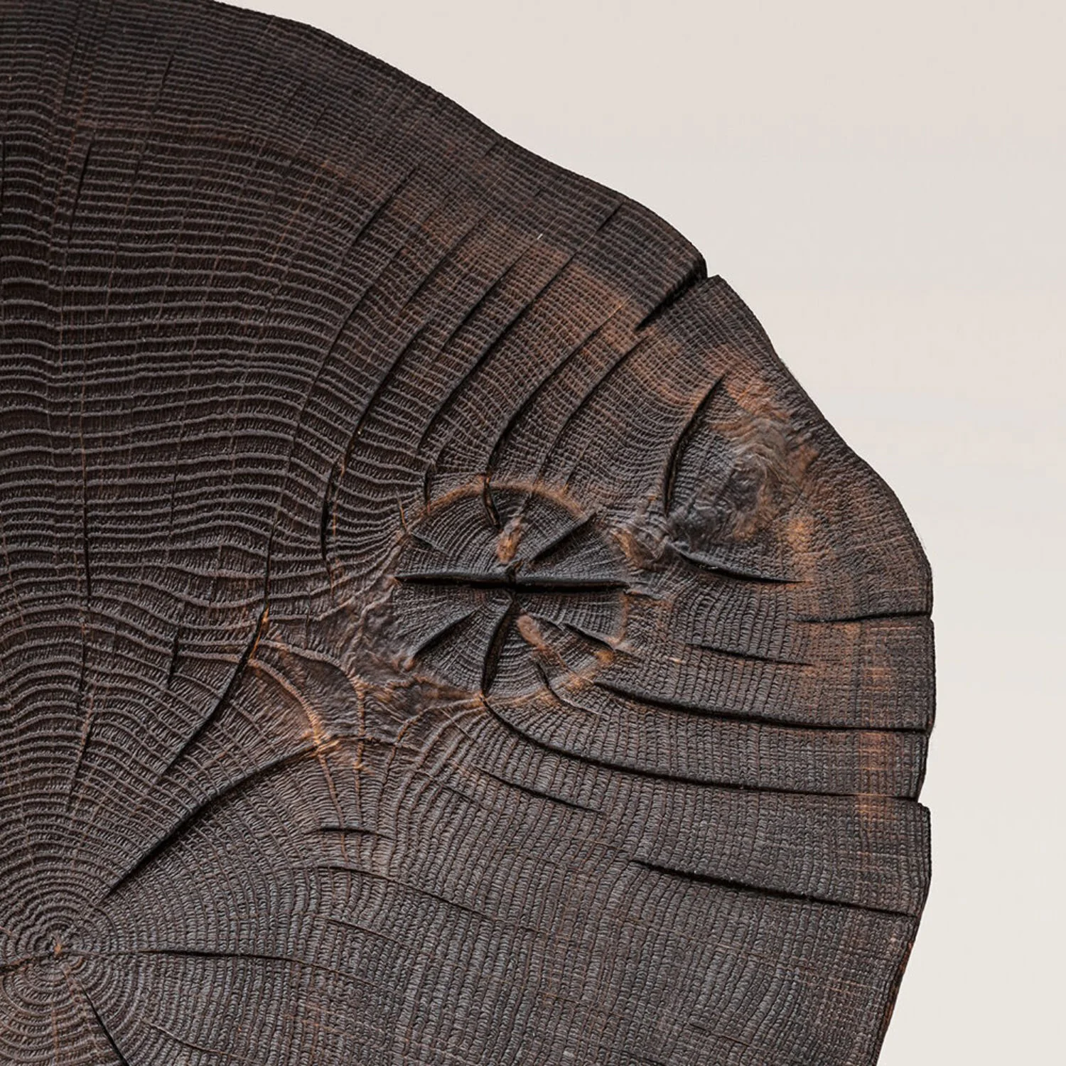 janua | bc 05 stomp table | 40-50cm | charburned oak shade brown + crude steel glaze - Image 8