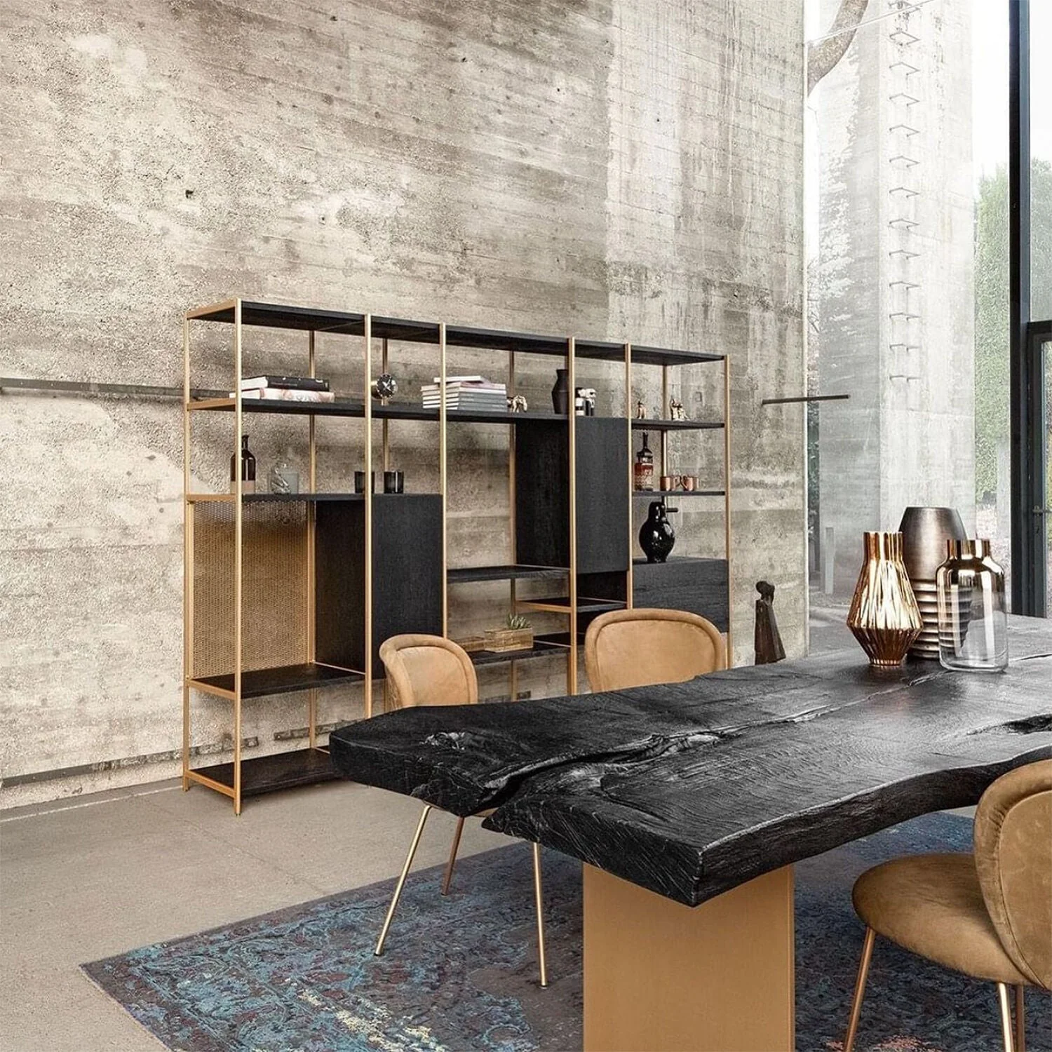 janua | bc 06 room 68 shelving system | 5x5 grid black + brass - Image 2