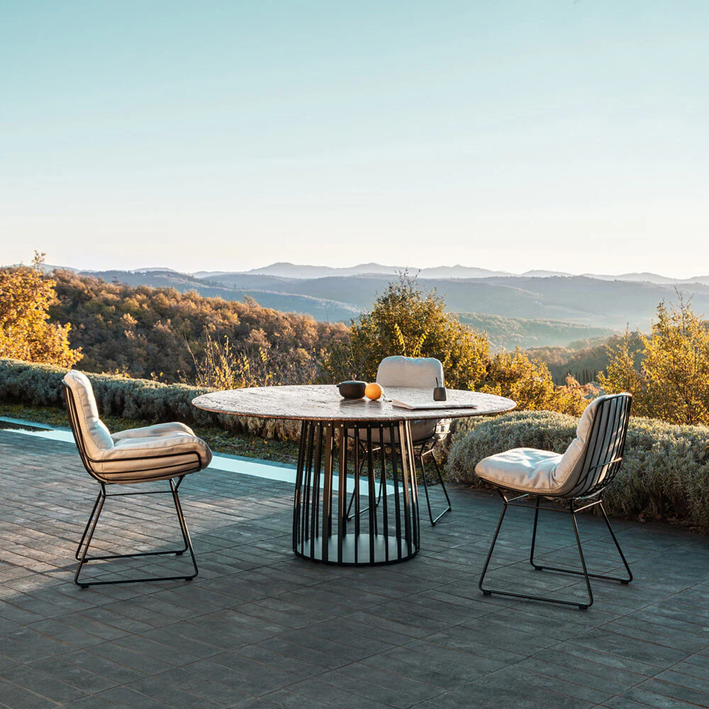 janua | bc 07 basket outdoor table round | alps glitter stone + black base 155cm - Image 2