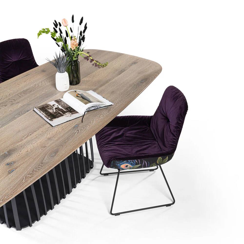 janua | bc 07 basket table boat shape | smoked oak + black base 220x110cm - Image 3